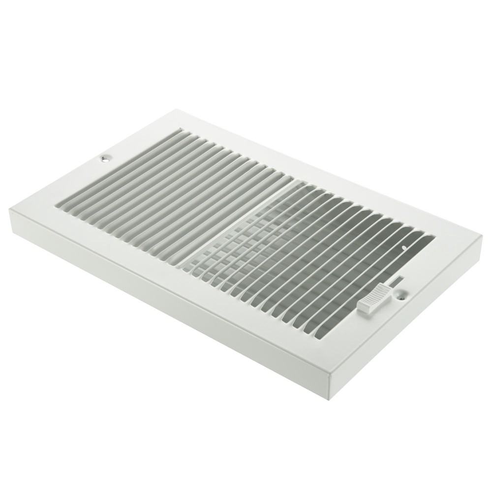 slide 4 of 6, RELIABILT 10-in x 6-in 2-way Steel White Baseboard register ( Outside Width- 11.25-in ), 1 ct