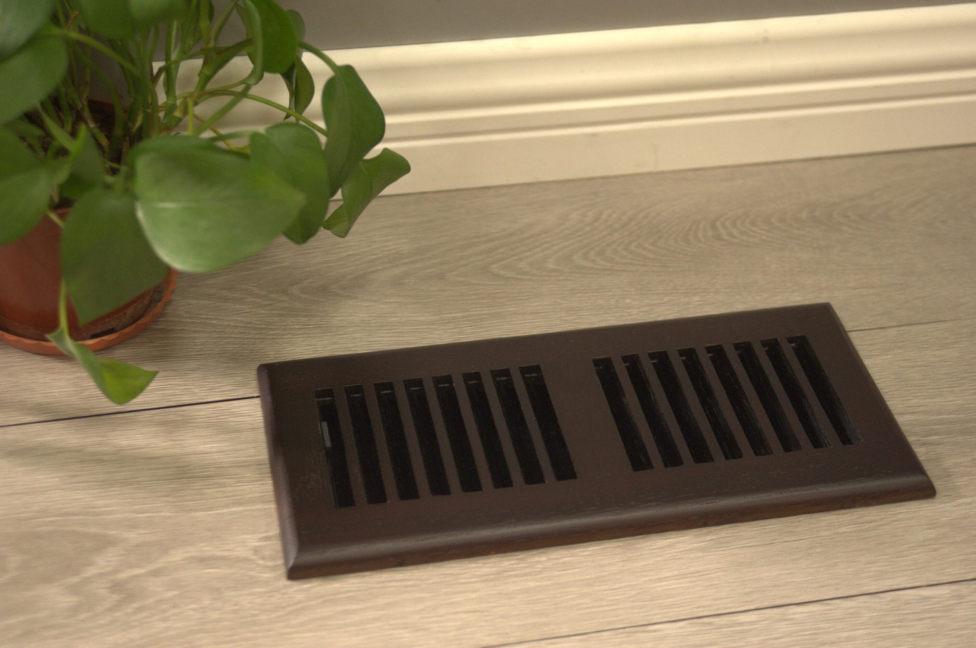 slide 5 of 6, allen + roth 2-in x 12-in 2-way Wood Dark Oak Floor Register, 1 ct