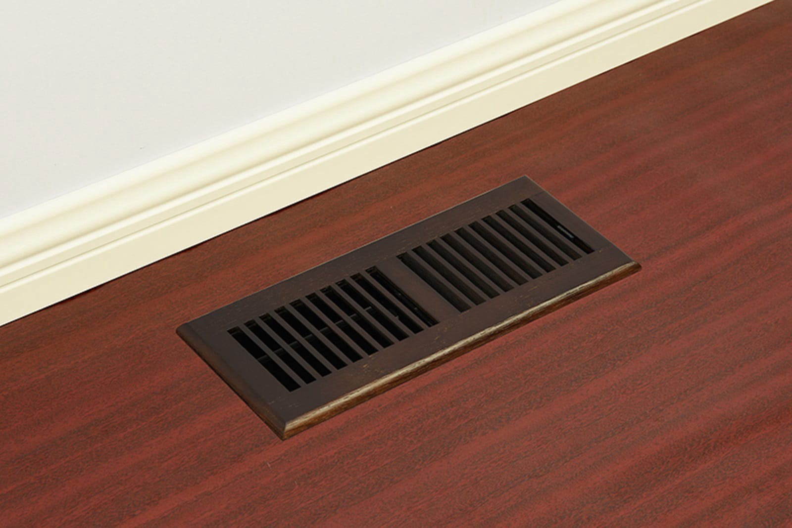 slide 6 of 6, allen + roth 2-in x 12-in 2-way Wood Dark Oak Floor Register, 1 ct