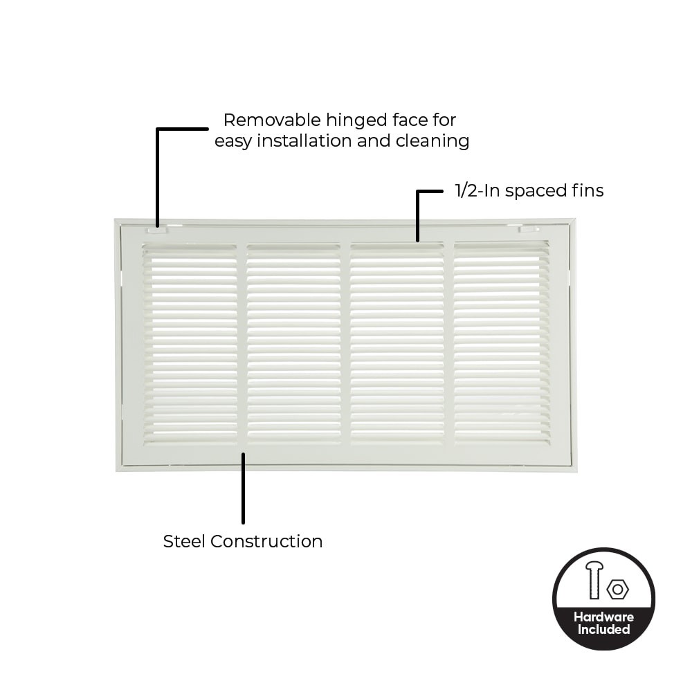 slide 2 of 6, RELIABILT 24-in x 12-in Steel White Sidewall/Ceiling Filter grille, 1 ct