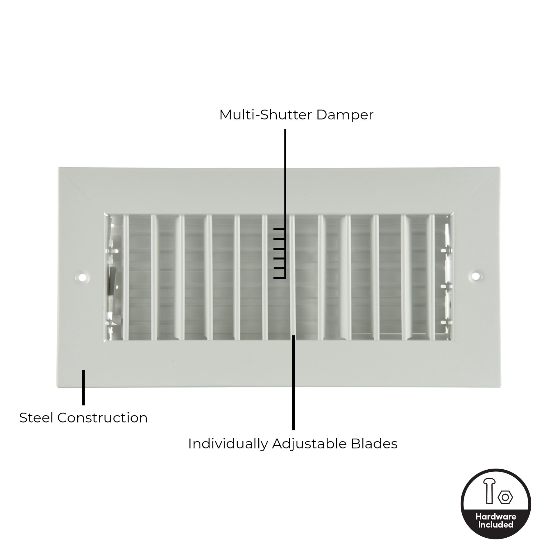 slide 2 of 6, RELIABILT 10-in x 4-in Adjustable Steel White Sidewall/Ceiling Register, 1 ct