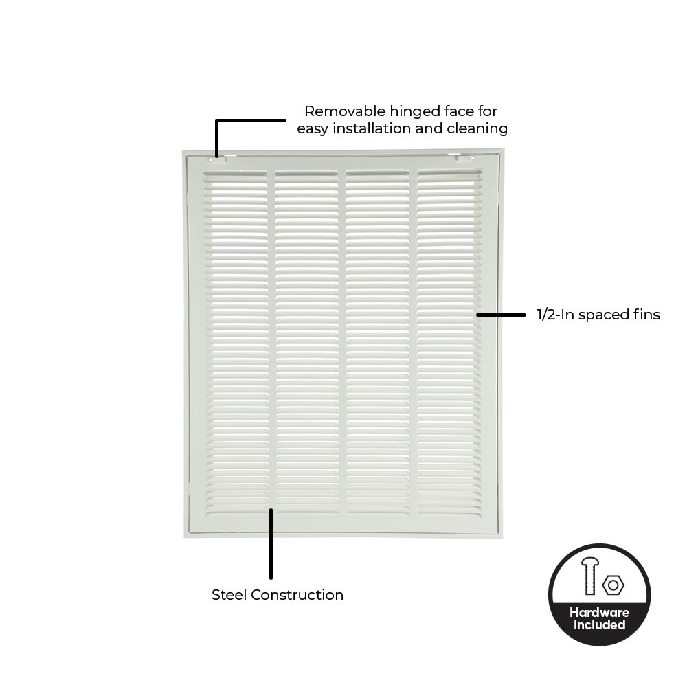 slide 2 of 6, RELIABILT 16-in x 25-in Steel White Sidewall/Ceiling Filter grille, 1 ct