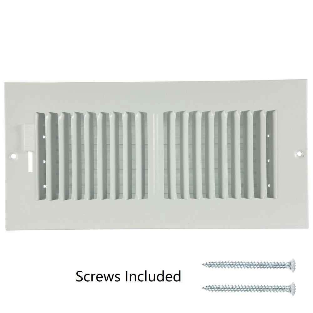 slide 4 of 6, RELIABILT 10-in x 4-in 2-way Steel White Sidewall/Ceiling Register, 1 ct