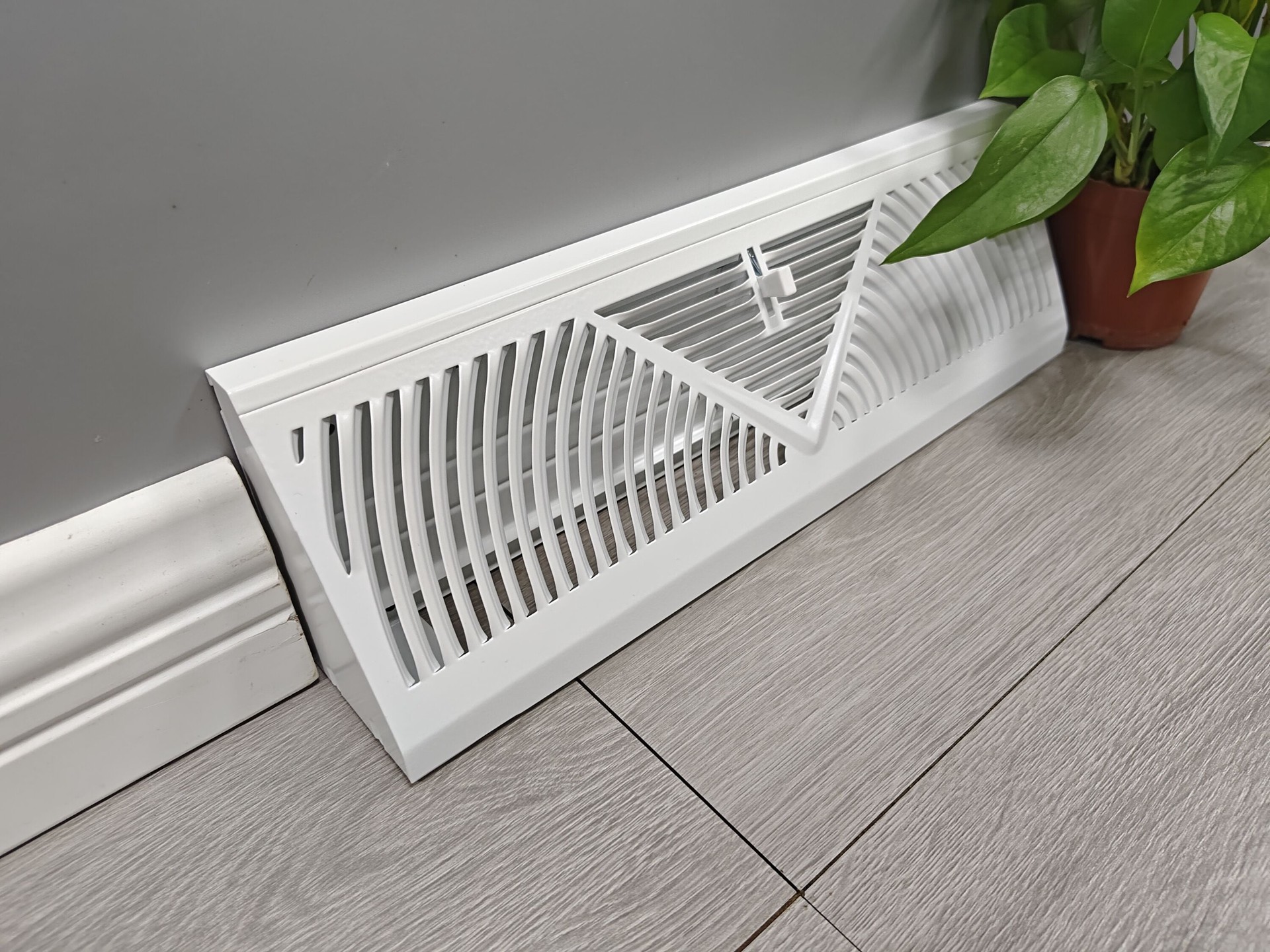 slide 2 of 6, RELIABILT 2-1/2-in x 15-in 180-degrees Steel White Baseboard diffuser ( Outside Width- 18-in ), 1 ct