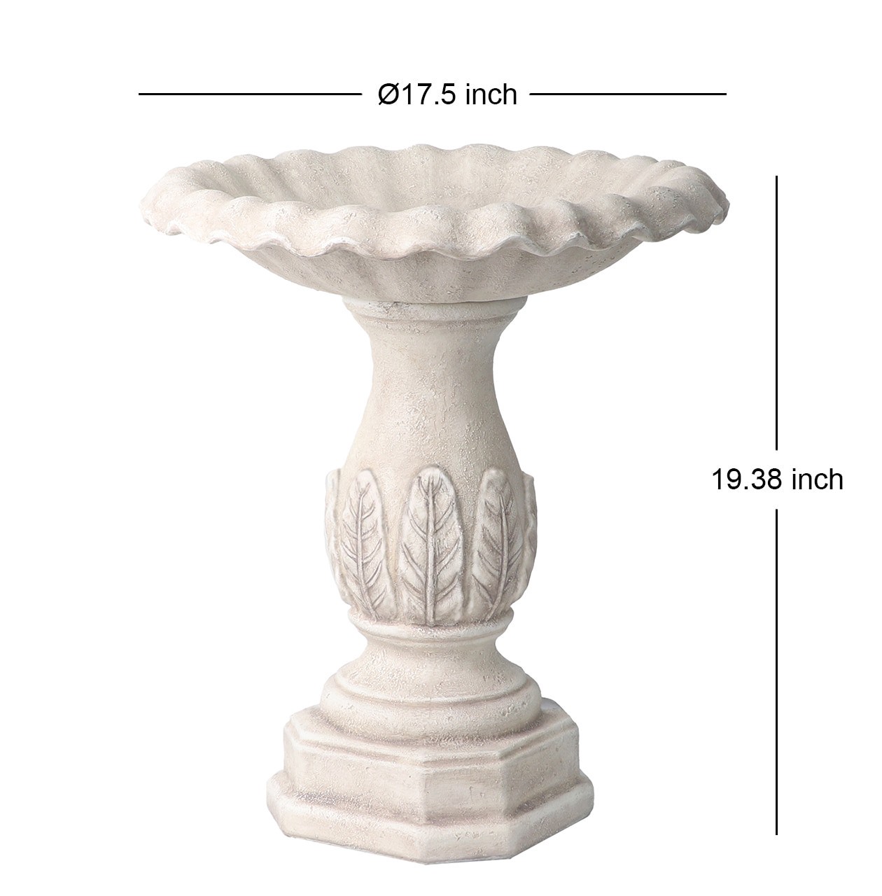 slide 6 of 6, Style Selections Leaf 20-in H White Plastic Complete birdbath, 1 ct