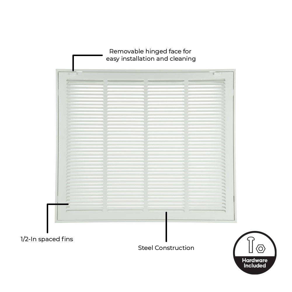 slide 2 of 6, RELIABILT 24-in x 20-in Steel White Sidewall/Ceiling Filter grille, 1 ct