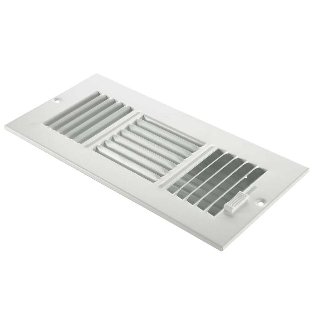 slide 3 of 6, RELIABILT 10-in x 4-in 3-way Steel White Sidewall/Ceiling Register, 1 ct