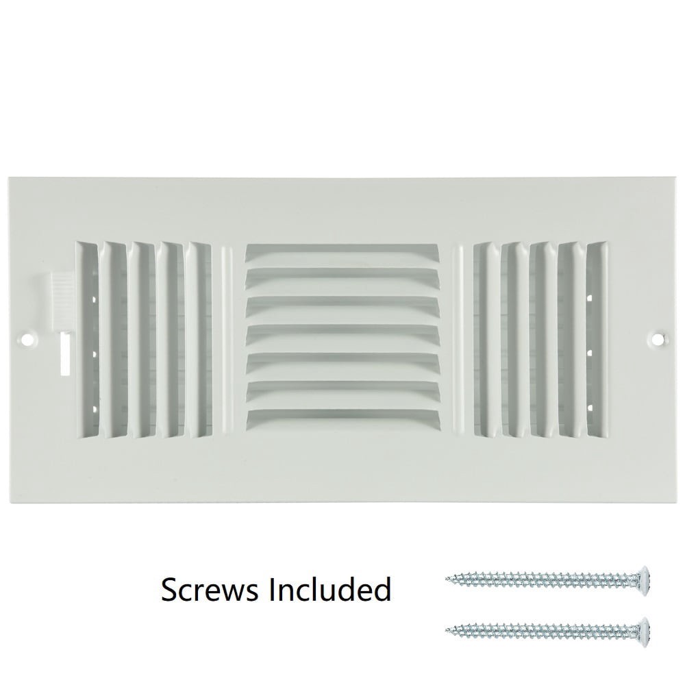 slide 6 of 6, RELIABILT 10-in x 4-in 3-way Steel White Sidewall/Ceiling Register, 1 ct