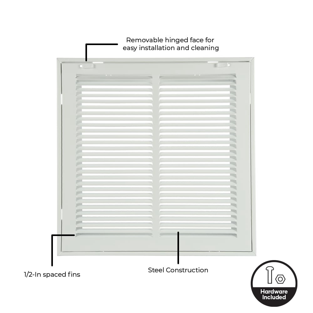 slide 2 of 6, RELIABILT 14-in x 14-in Steel White Sidewall/Ceiling Filter grille, 1 ct