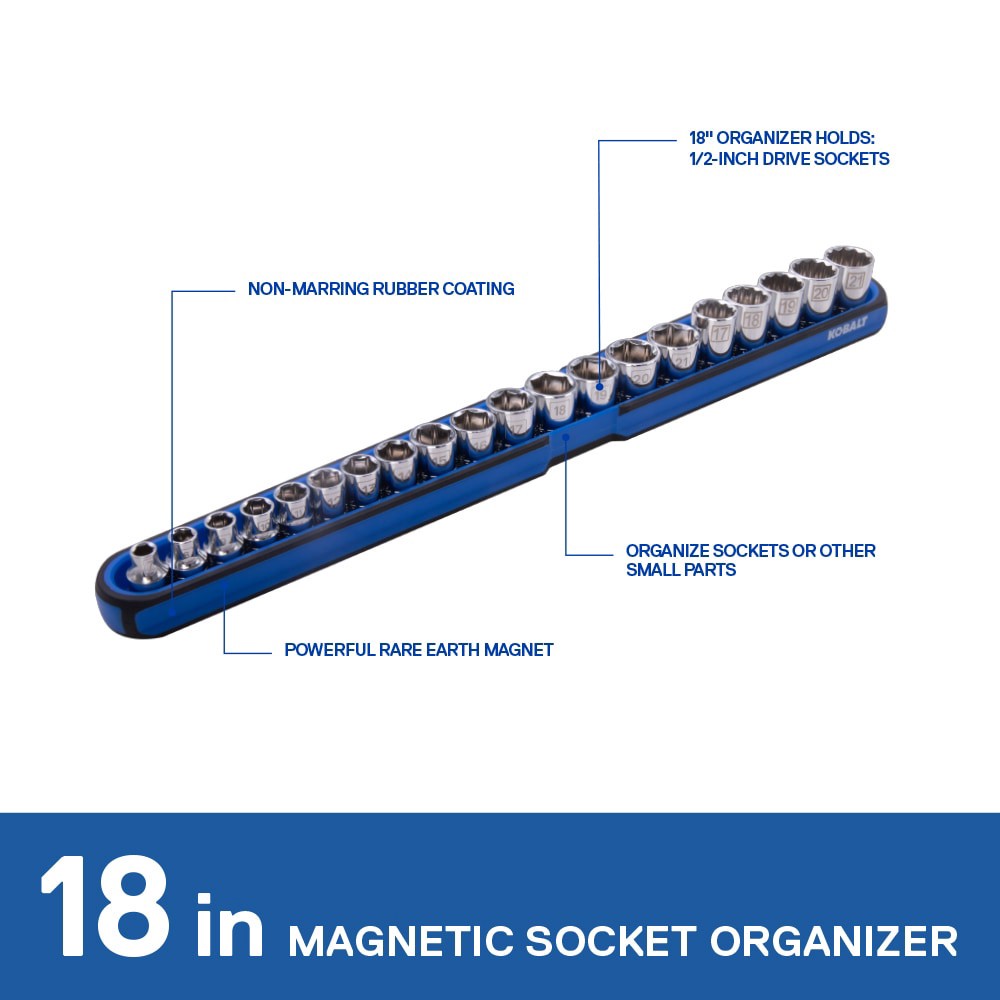 slide 4 of 6, Kobalt Rubber-coated, magnetic steel Magnetic accessory One large socket organizer 18-inch, 1 ct