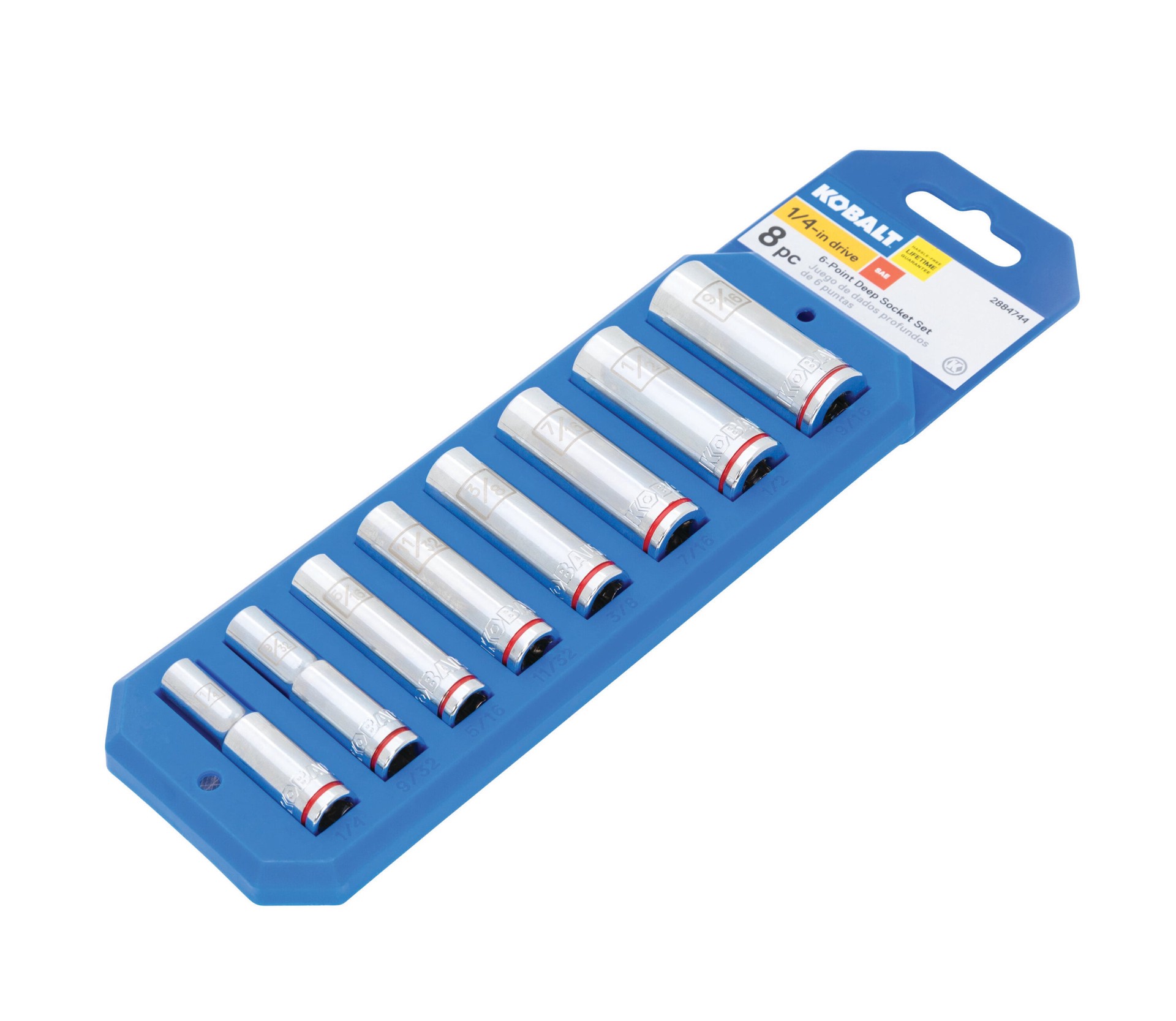 slide 6 of 6, Kobalt 1/4-in Drive Standard (SAE) Deep Socket Set 8 -Pieces, 1 ct