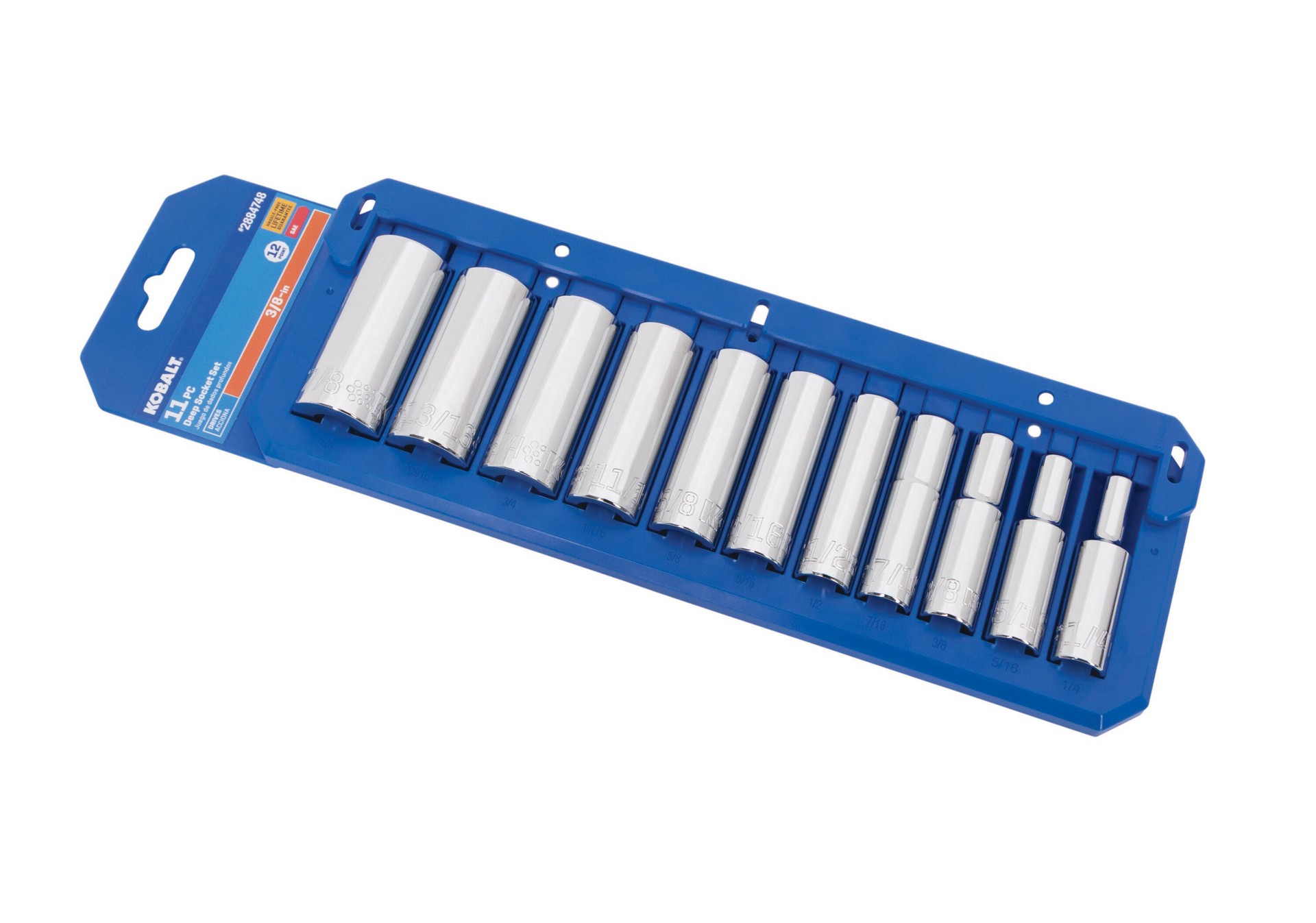 slide 6 of 6, Kobalt 3/8-in Drive Standard (SAE) Deep Socket Set 11 -Pieces, 1 ct