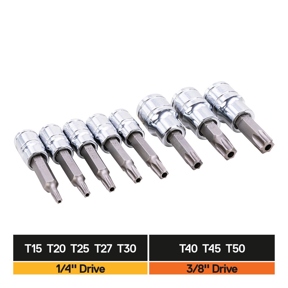 slide 6 of 6, Kobalt 8 -Piece 1/4-in 3/8-in Drive Set Tamper-proof Torx Bit Driver Socket Set, 1 ct