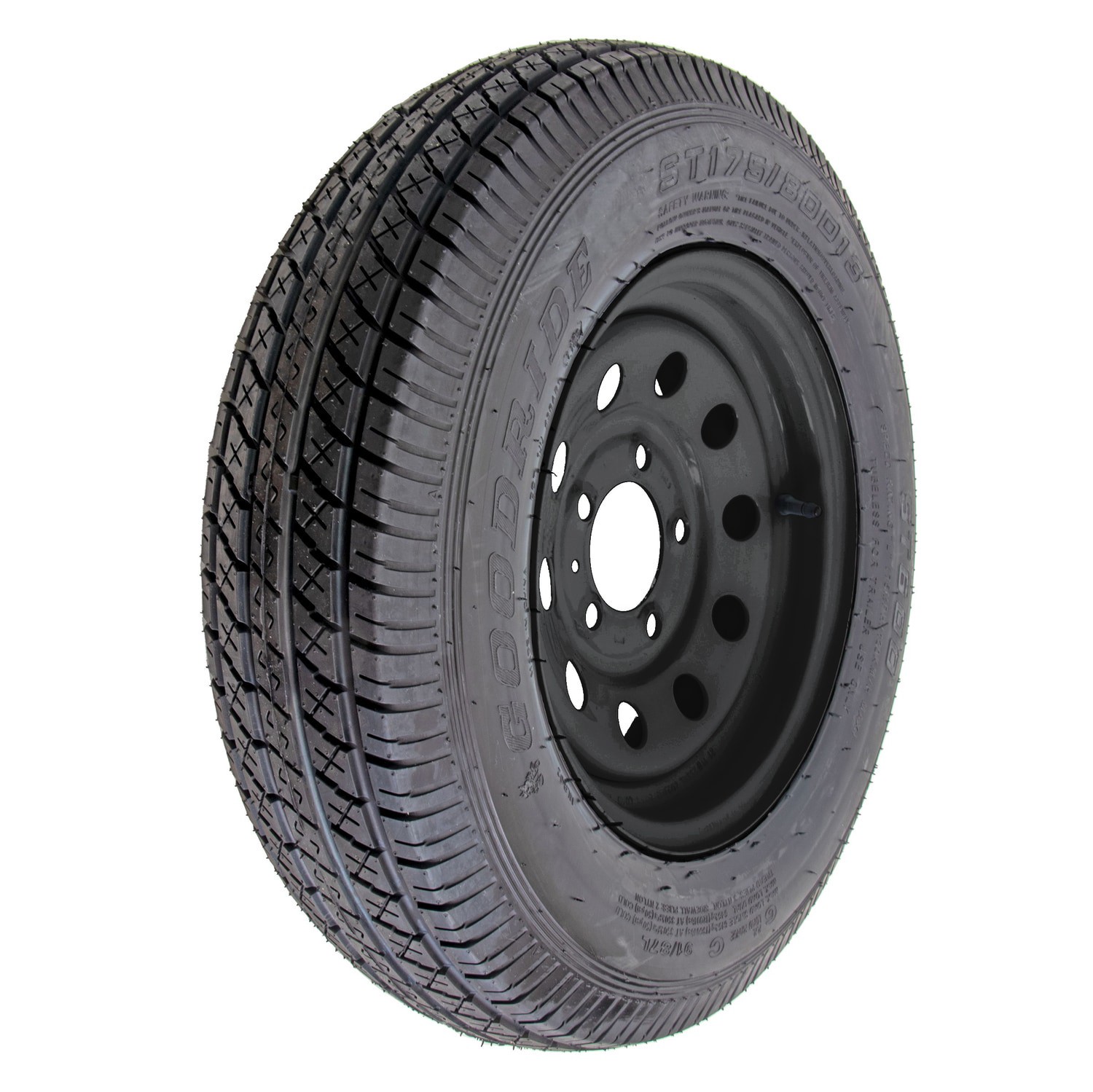 slide 2 of 3, Carry-On Trailer 13 in ST175/80D13 Bias 6-Ply Trailer Tire and Black Mod Wheel 5 Lug on 4.5 in, 1 ct
