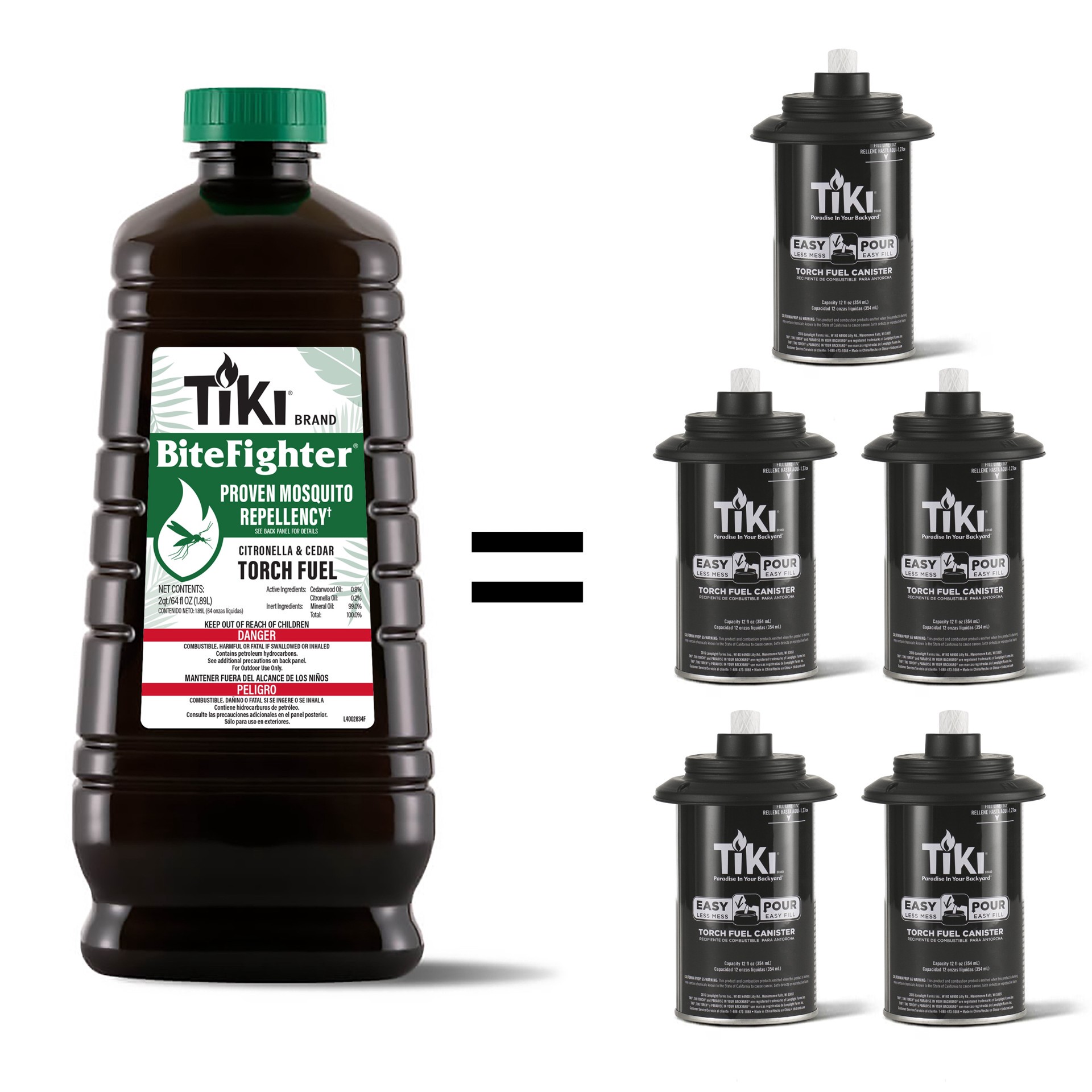 slide 6 of 6, TIKI 64-oz Brown Bottle with Fuel Citronella Torch Fuel, 1 ct