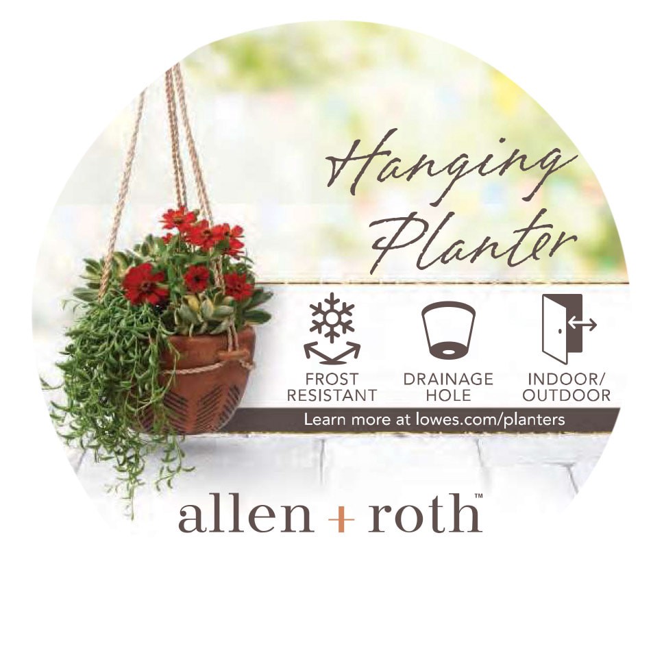 slide 3 of 6, allen + roth 5.0-in W x 6.5-in L Brown Mixed/Composite Indoor/Outdoor Hanging planter, 1 ct