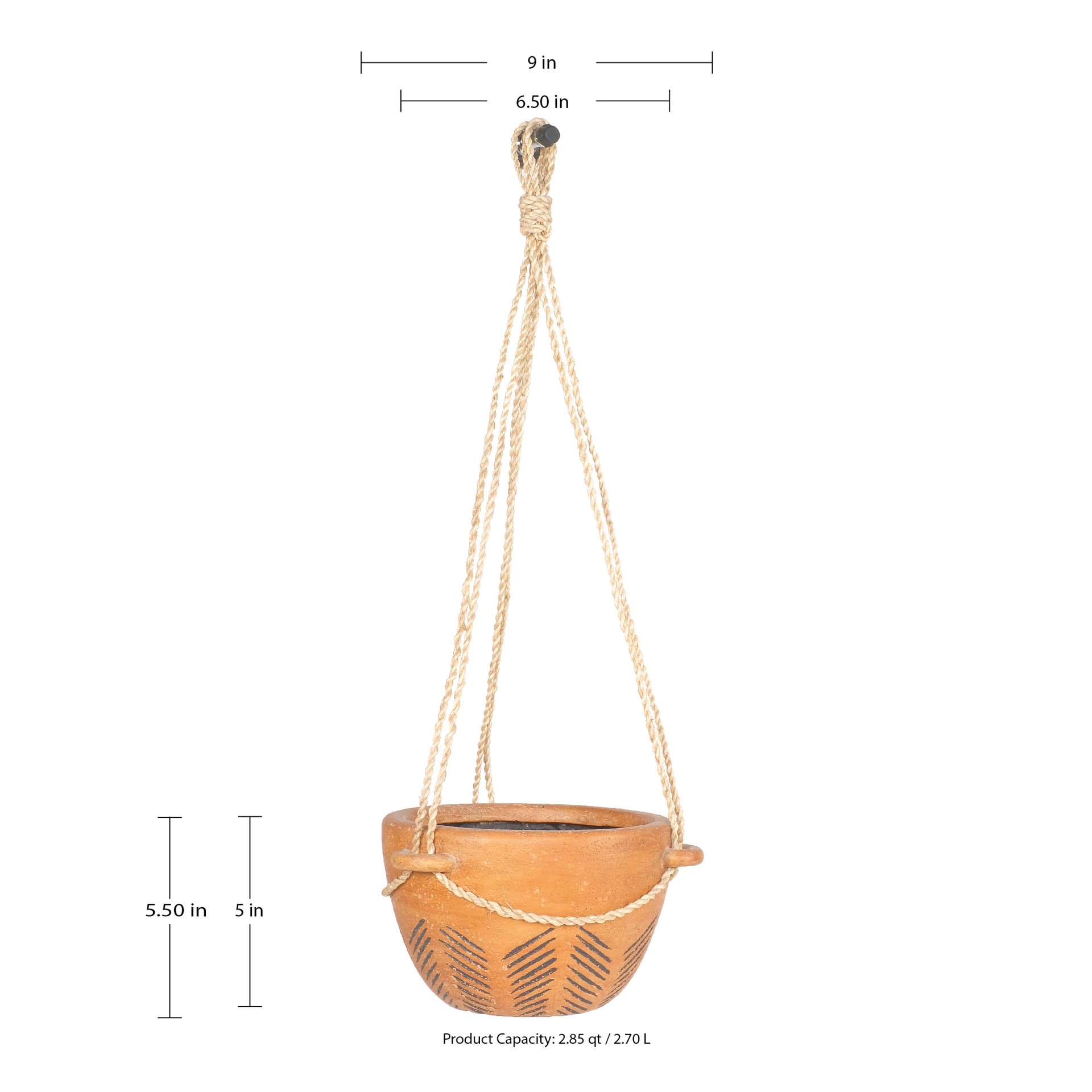slide 6 of 6, allen + roth 5.0-in W x 6.5-in L Brown Mixed/Composite Indoor/Outdoor Hanging planter, 1 ct