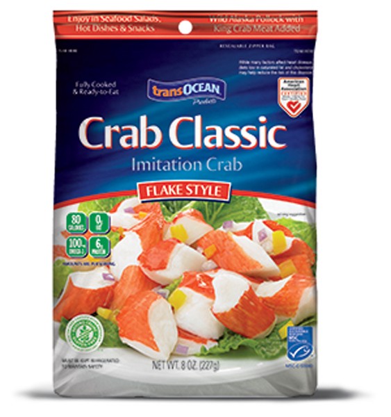 slide 1 of 9, Trans-Ocean® classic imitation crab, flake style, 8 oz