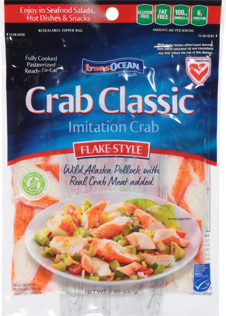 slide 6 of 9, Trans-Ocean® classic imitation crab, flake style, 8 oz