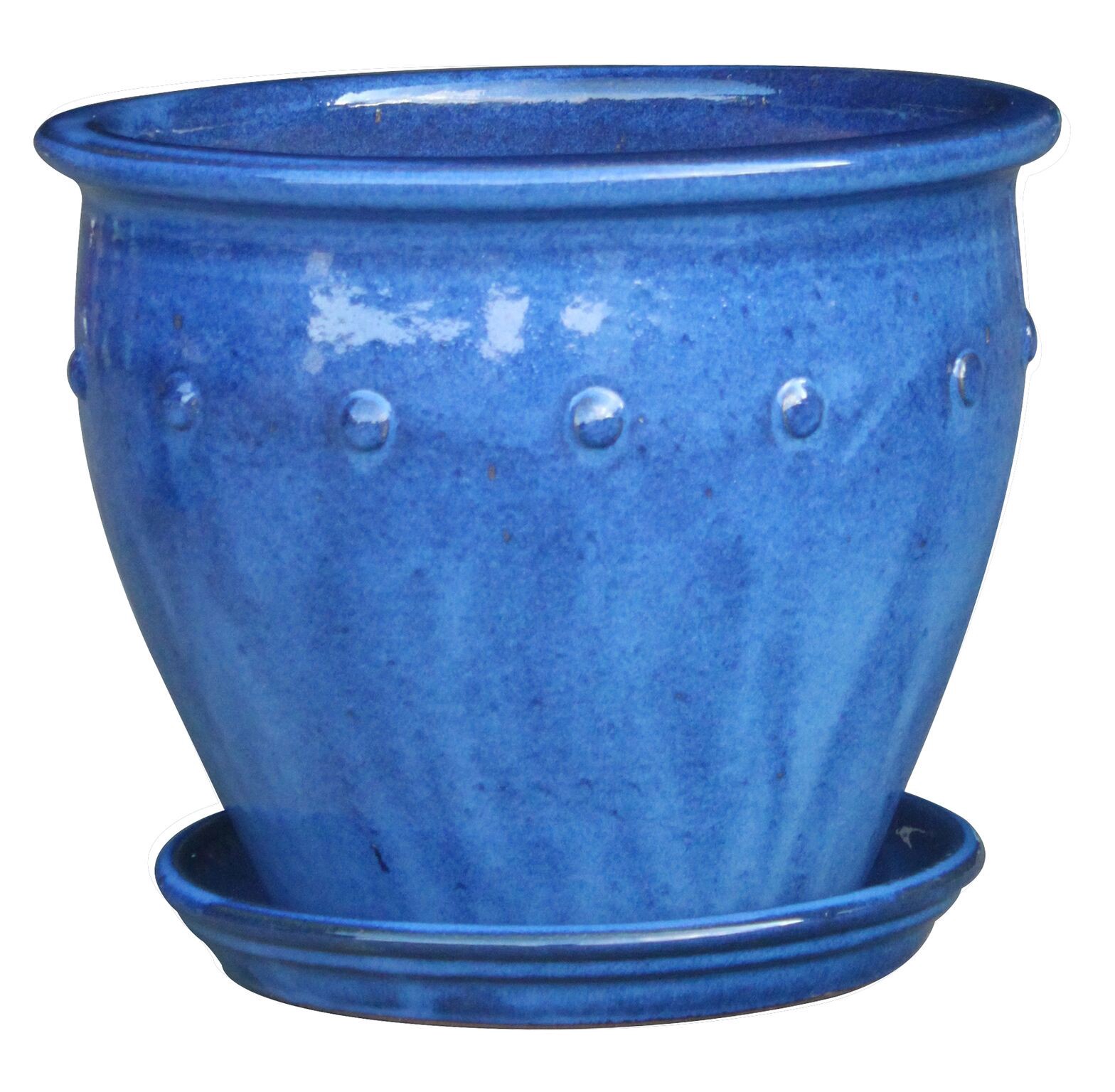 slide 4 of 5, allen + roth 11.6-in Blue Ceramic Plant Saucer, 1 ct