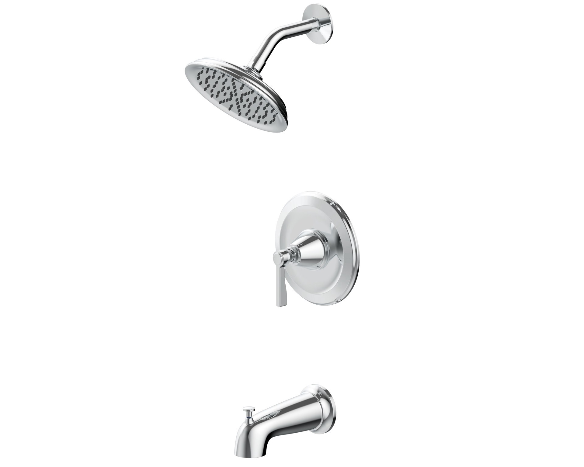 slide 3 of 6, allen + roth Townley Polished Chrome 1-handle 2.83-in Round Bathtub and shower Faucet (Single Function), 1 ct