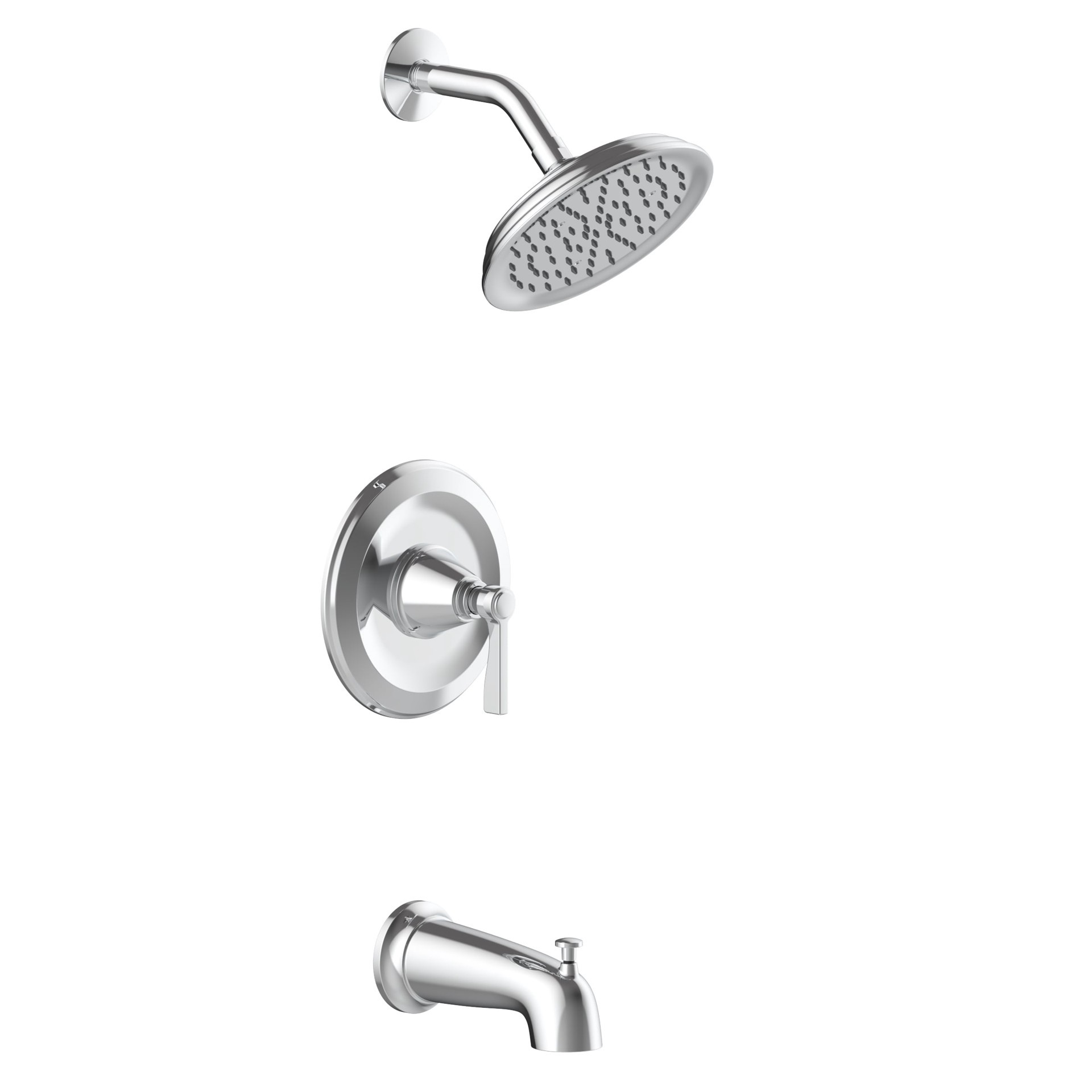 slide 5 of 6, allen + roth Townley Polished Chrome 1-handle 2.83-in Round Bathtub and shower Faucet (Single Function), 1 ct