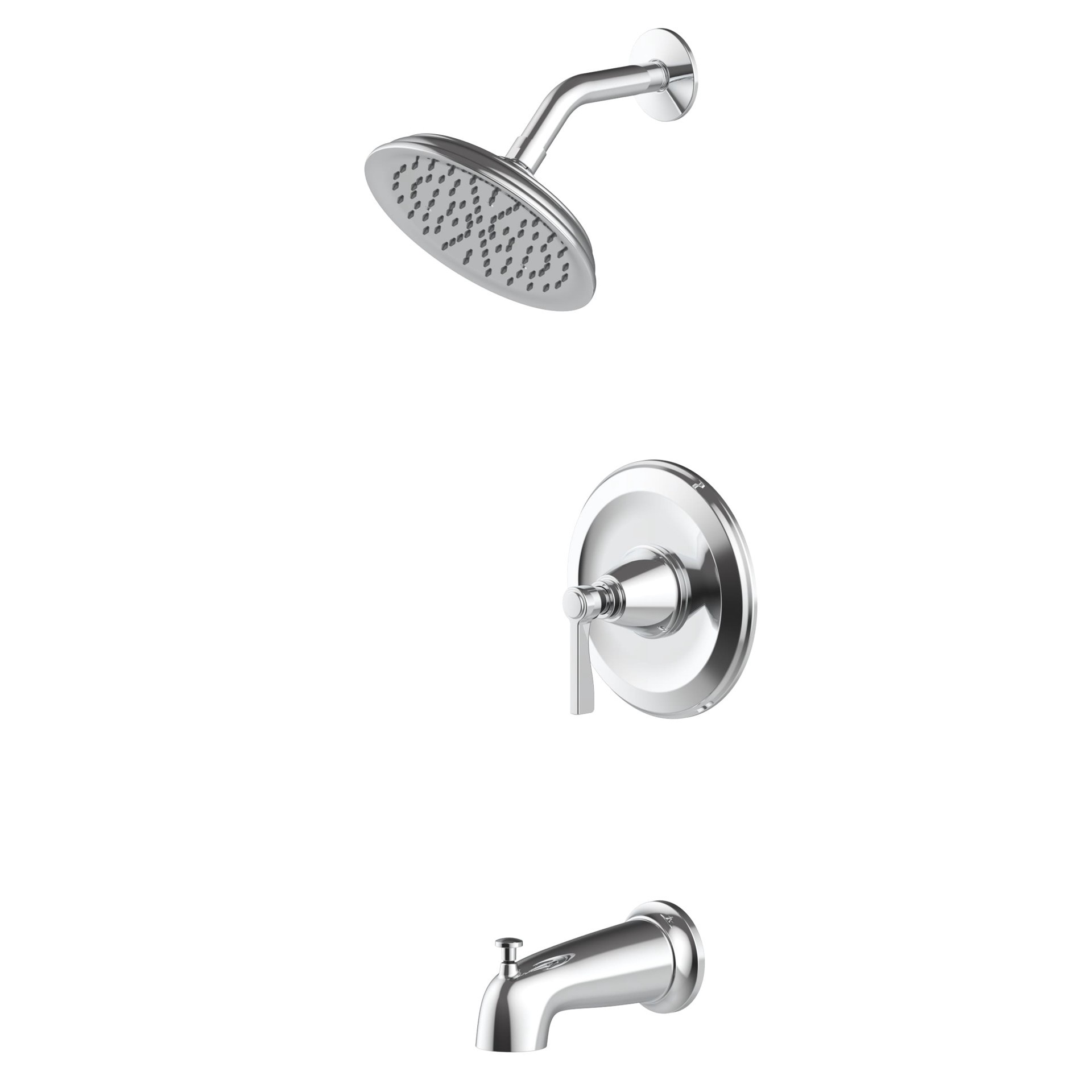 slide 6 of 6, allen + roth Townley Polished Chrome 1-handle 2.83-in Round Bathtub and shower Faucet (Single Function), 1 ct