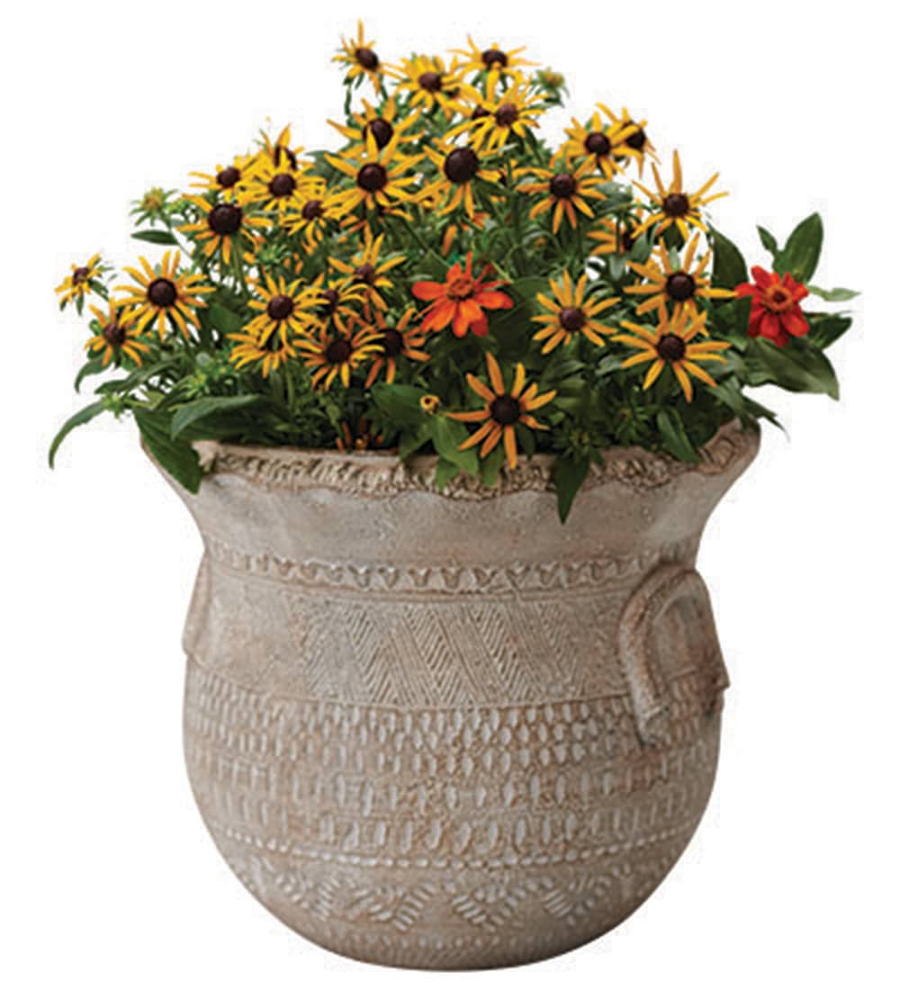 slide 5 of 6, allen + roth 11-in W x 11.5-in H Brown Mixed/Composite Traditional Indoor/Outdoor Planter, 1 ct