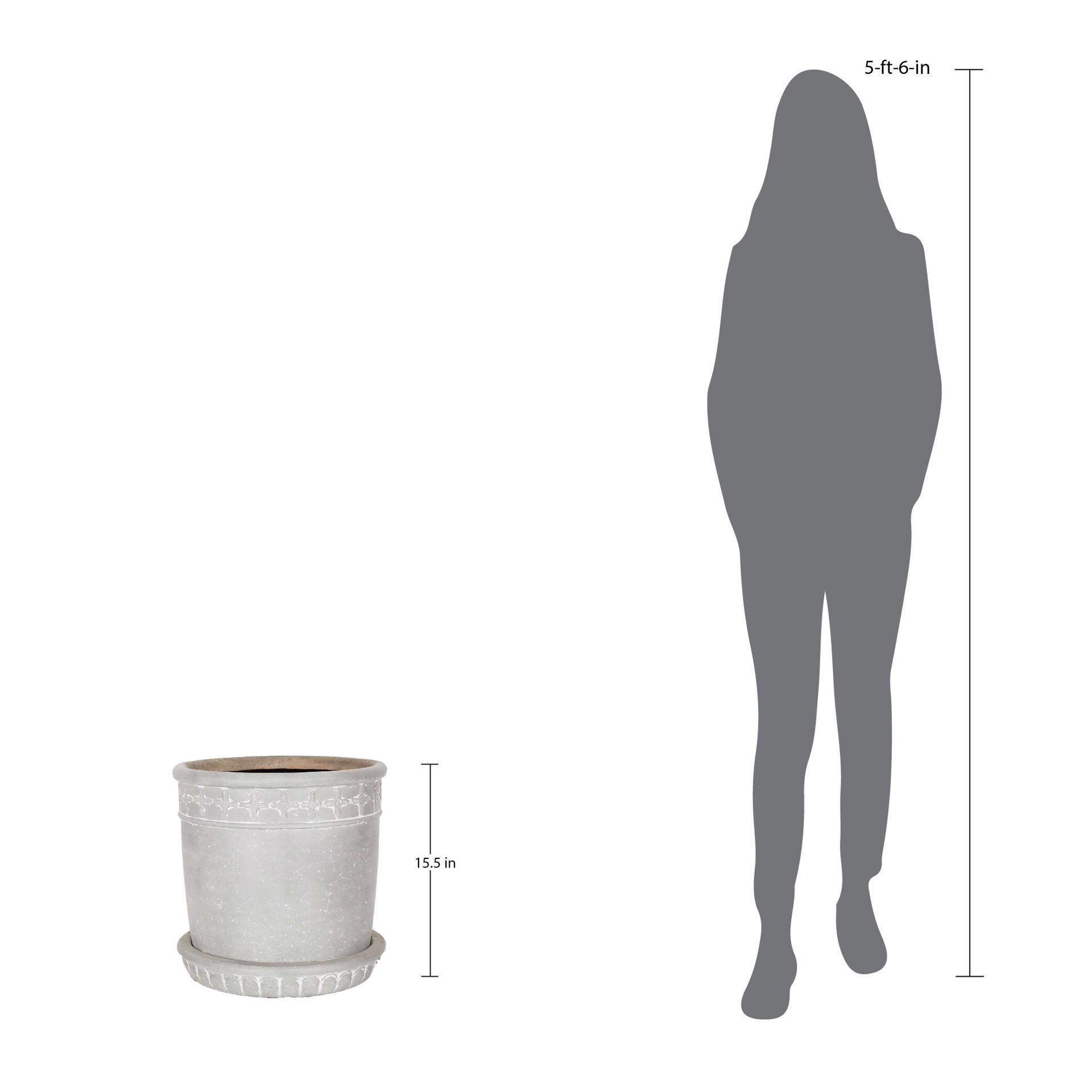 slide 5 of 6, allen + roth Round 12.75-in W x 12.75-in L Gray Mixed/Composite Indoor/Outdoor Planter, 1 ct