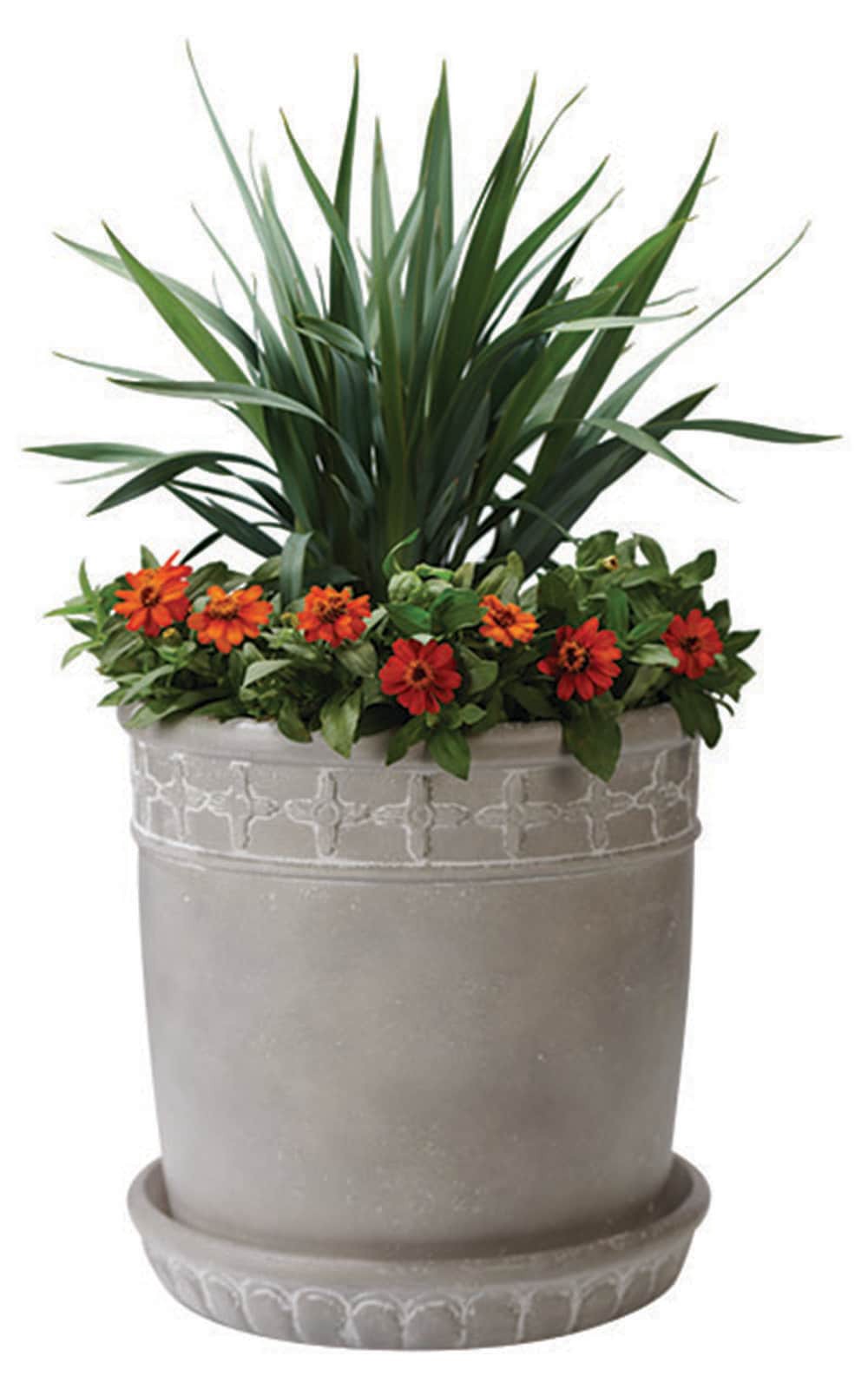 slide 2 of 6, allen + roth Round 12.75-in W x 12.75-in L Gray Mixed/Composite Indoor/Outdoor Planter, 1 ct
