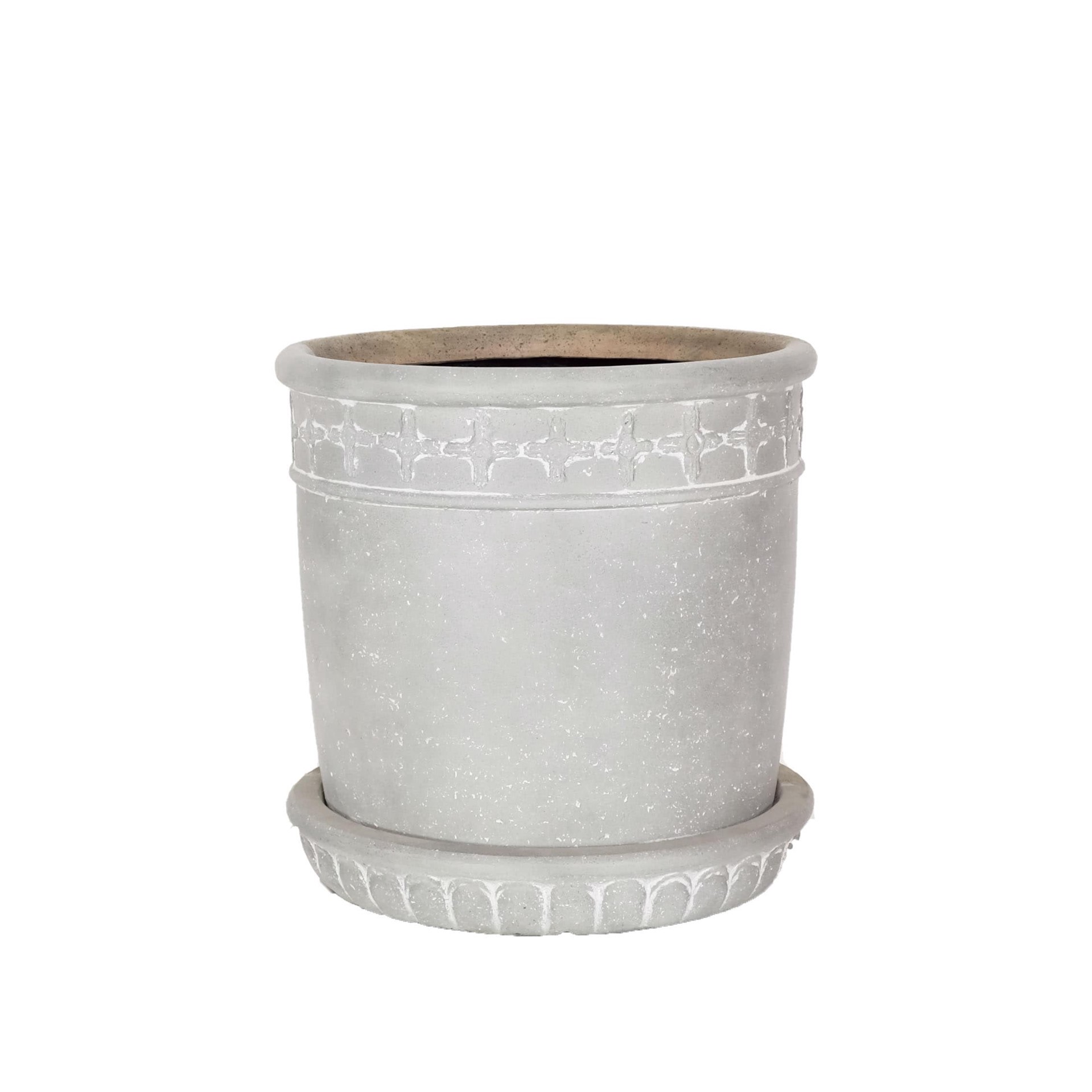 slide 1 of 6, allen + roth Round 12.75-in W x 12.75-in L Gray Mixed/Composite Indoor/Outdoor Planter, 1 ct