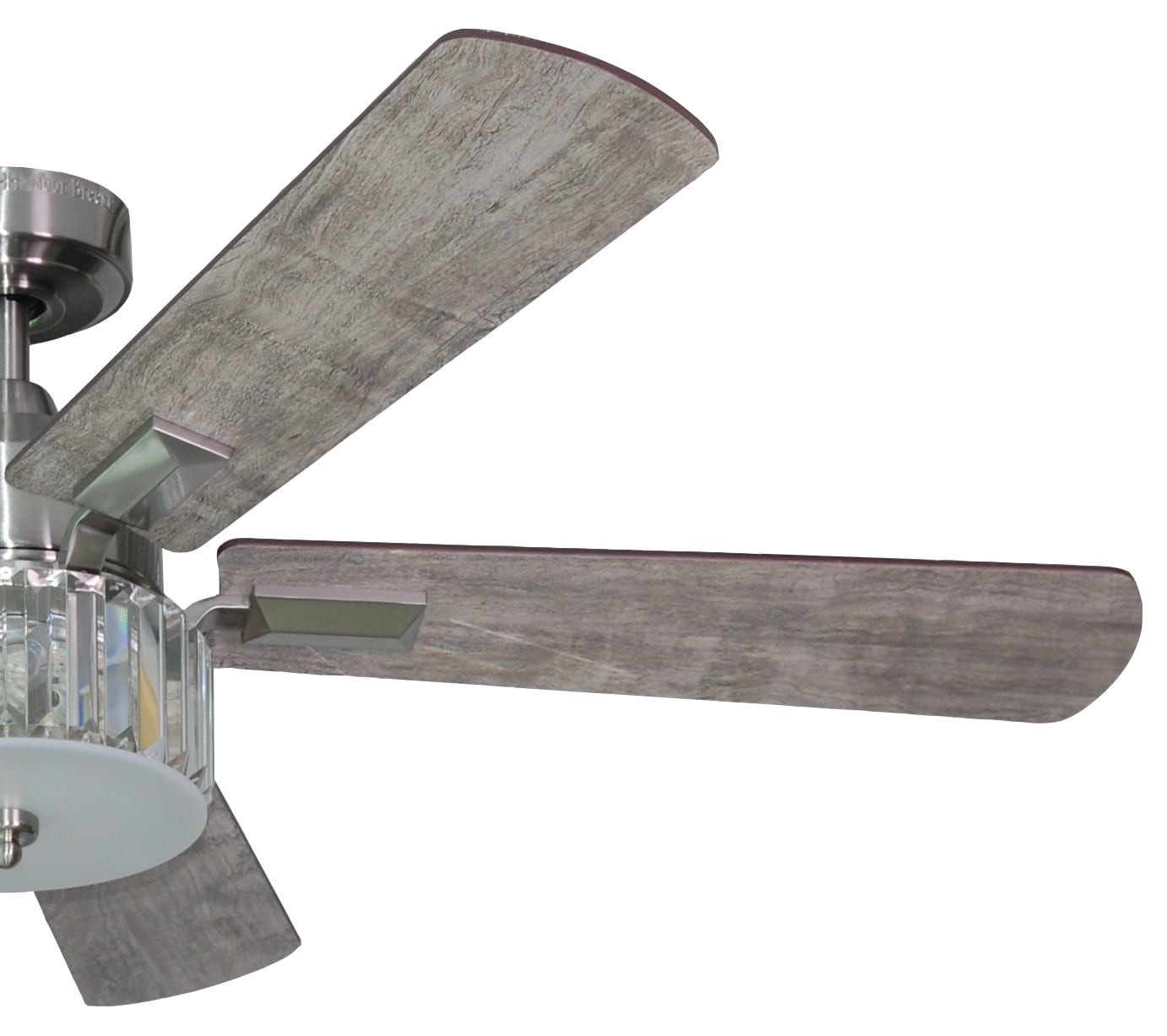 slide 5 of 6, Harbor Breeze Elms 52-in Brushed Nickel with Gray/Walnut Blades Color-Changing Integrated LED Ceiling Fan With Light 5 -Blade, 1 ct