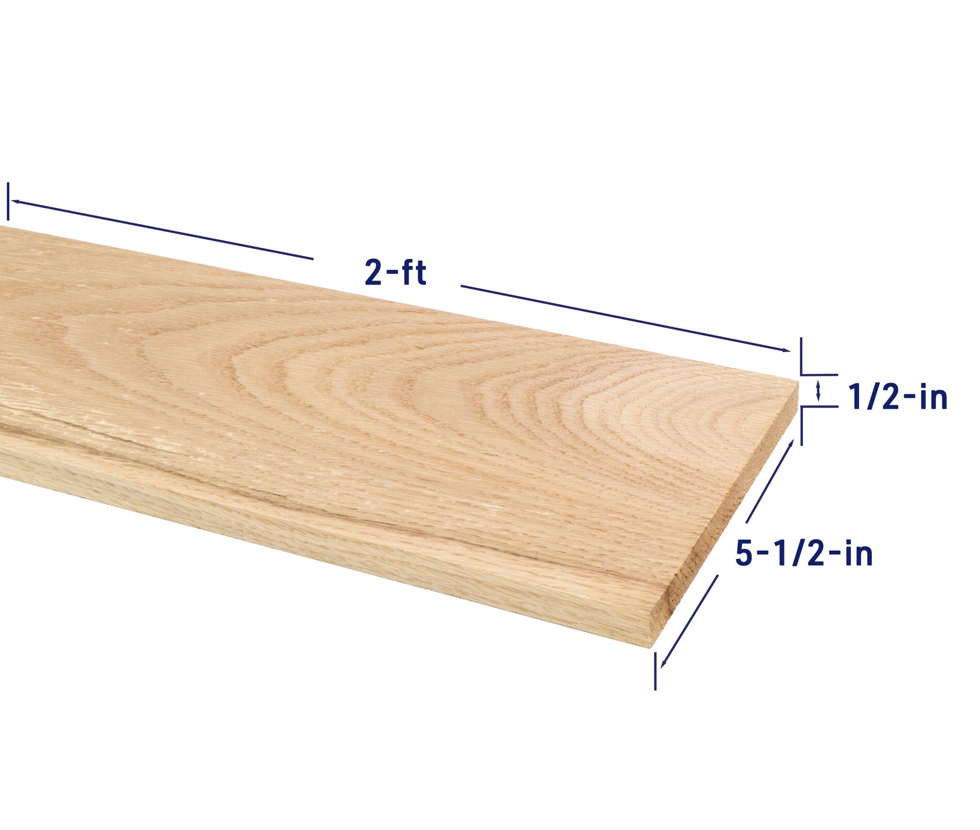 slide 4 of 6, RELIABILT 1/2-in x 6-in x 2-ft Unfinished FAS Better S4S Red oak Common Hardwood Board, 1 ct