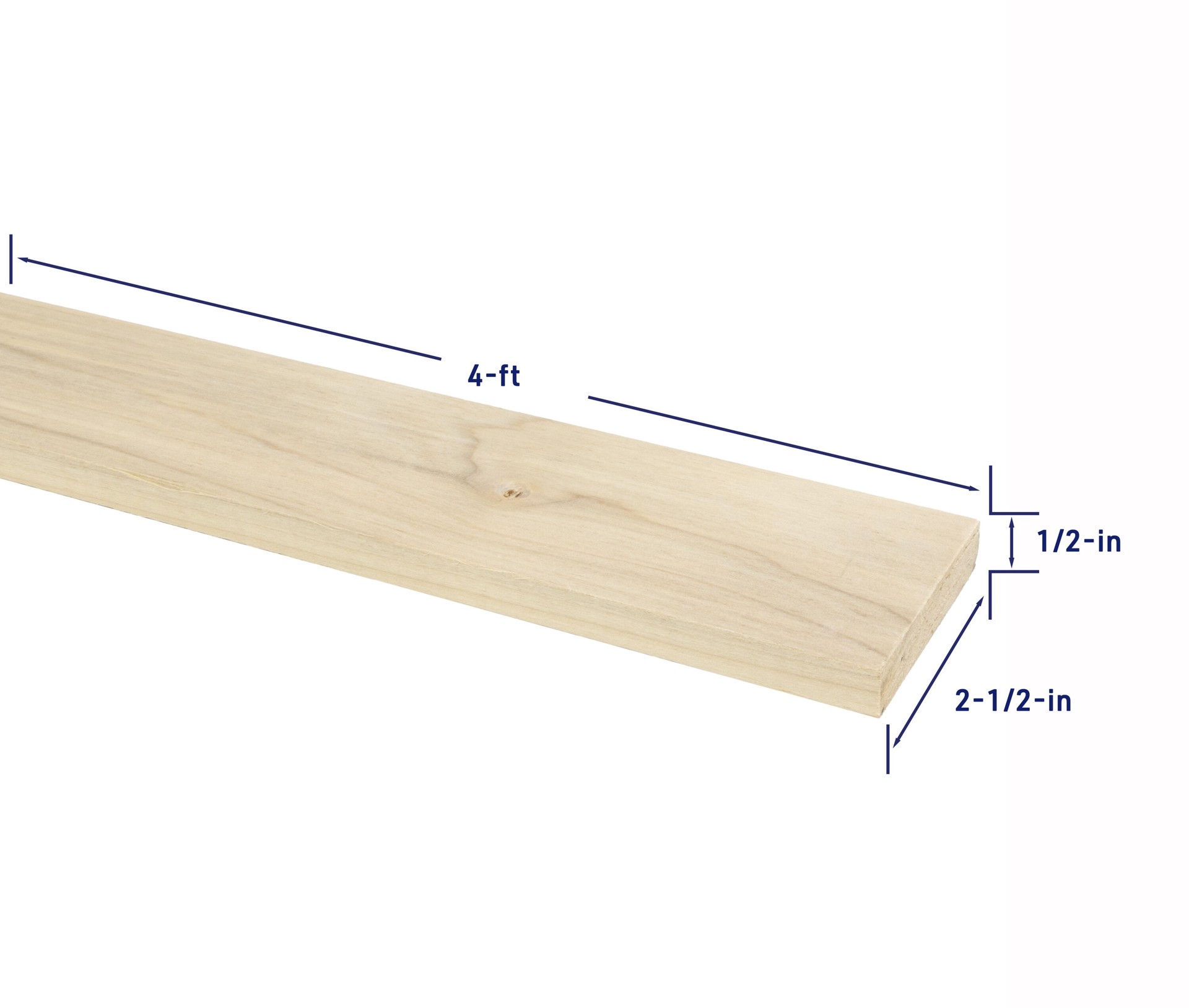 slide 4 of 6, RELIABILT 1/2-in x 3-in x 4-ft Unfinished FAS Better S4S Poplar Common Hardwood Board, 1 ct