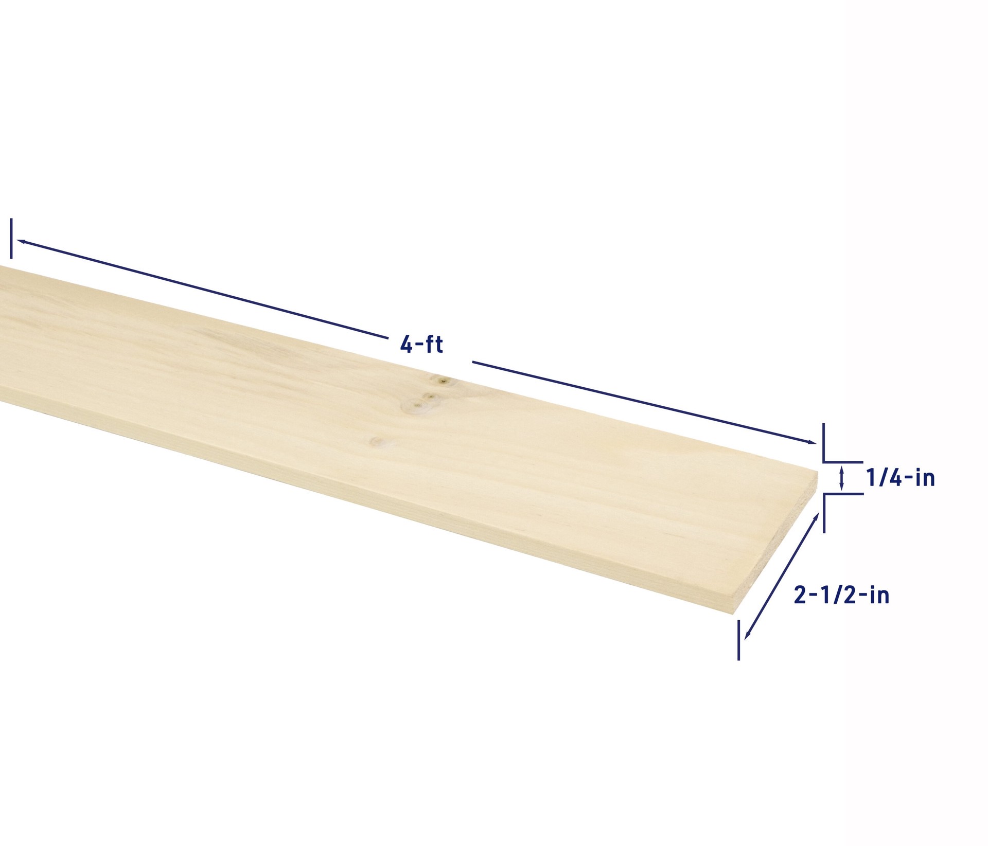 slide 4 of 6, RELIABILT 1/4-in x 3-in x 4-ft Unfinished FAS Better S4S Poplar Common Hardwood Board, 1 ct