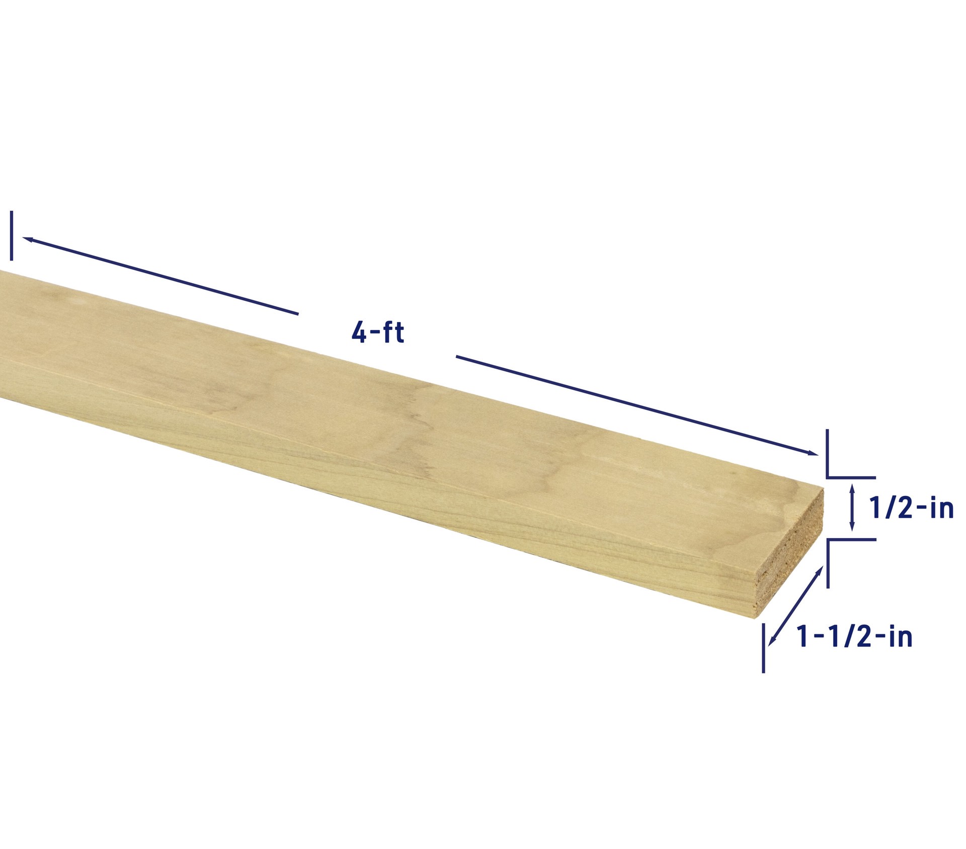 slide 3 of 6, RELIABILT 1/2-in x 2-in x 4-ft Unfinished FAS Better S4S Poplar Common Hardwood Board, 1 ct
