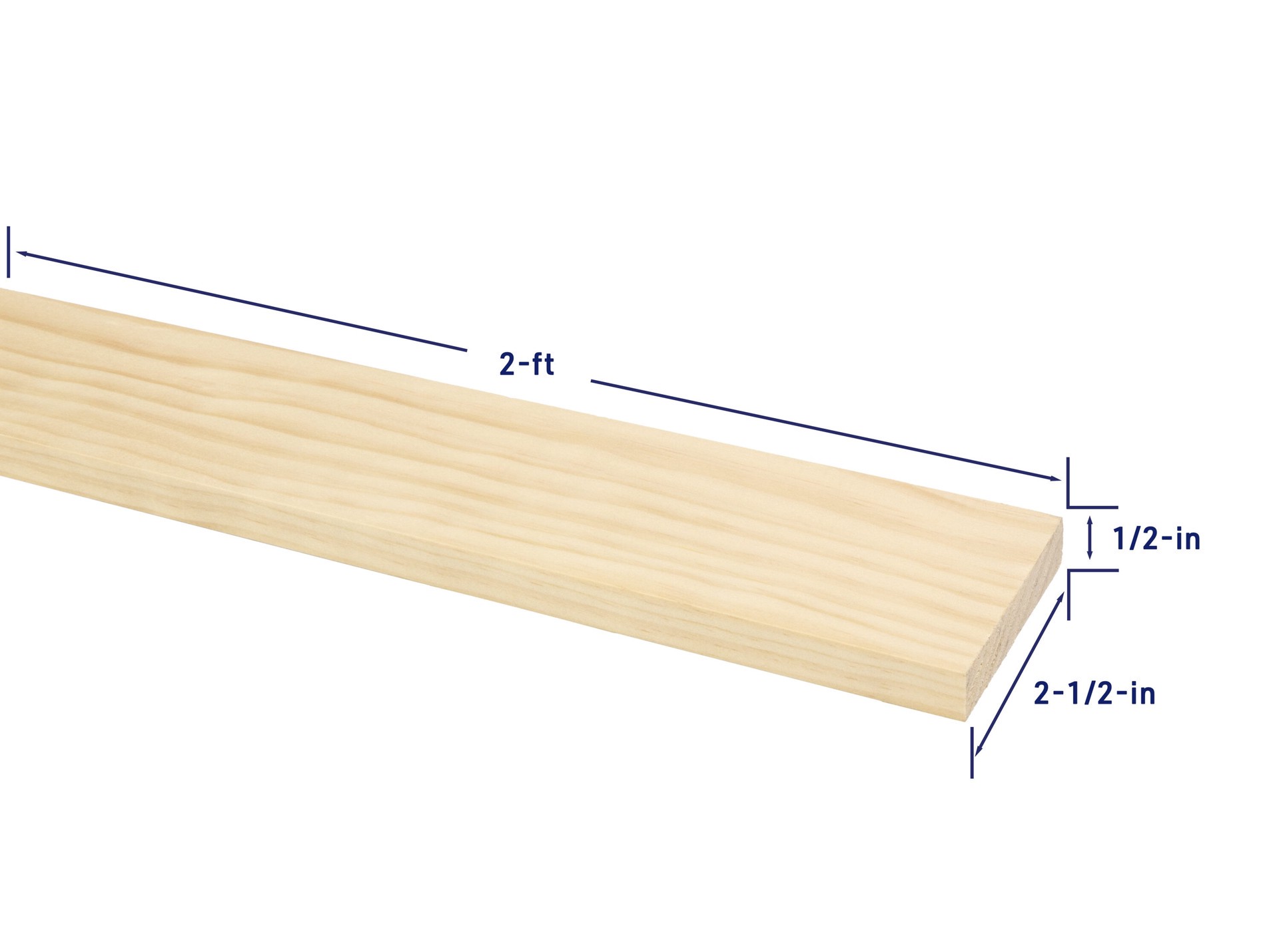 slide 5 of 6, RELIABILT 1/2-in x 3-in x 2-ft Unfinished Clear S4S Radiata pine Common Softwood Board, 1 ct