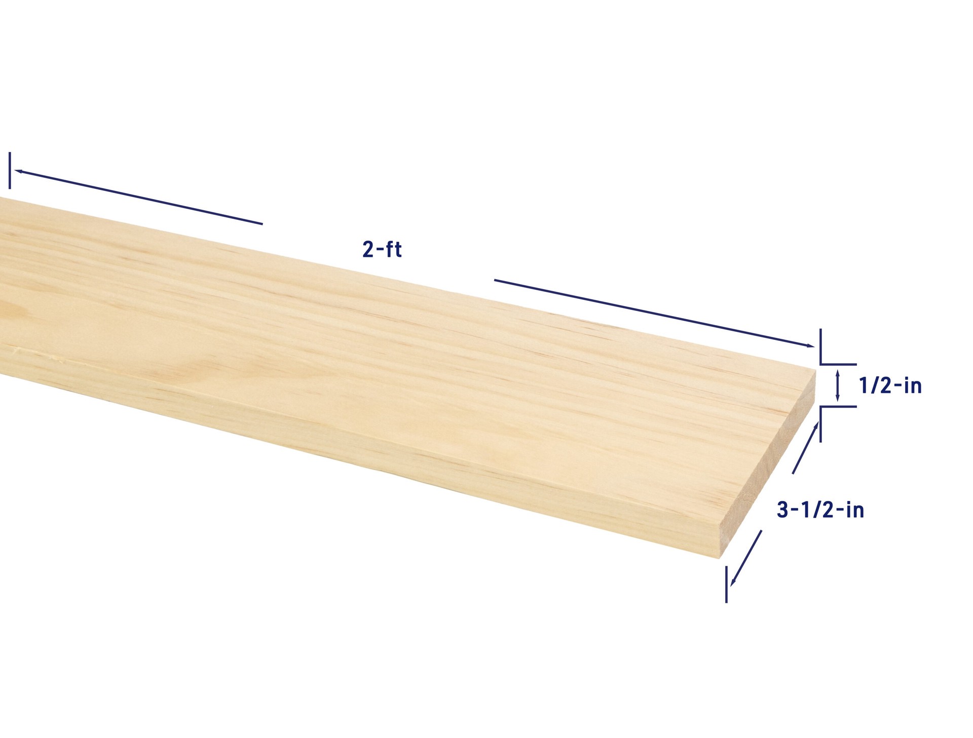 slide 4 of 6, RELIABILT 1/2-in x 4-in x 2-ft Unfinished Clear S4S Radiata pine Common Softwood Board, 1 ct