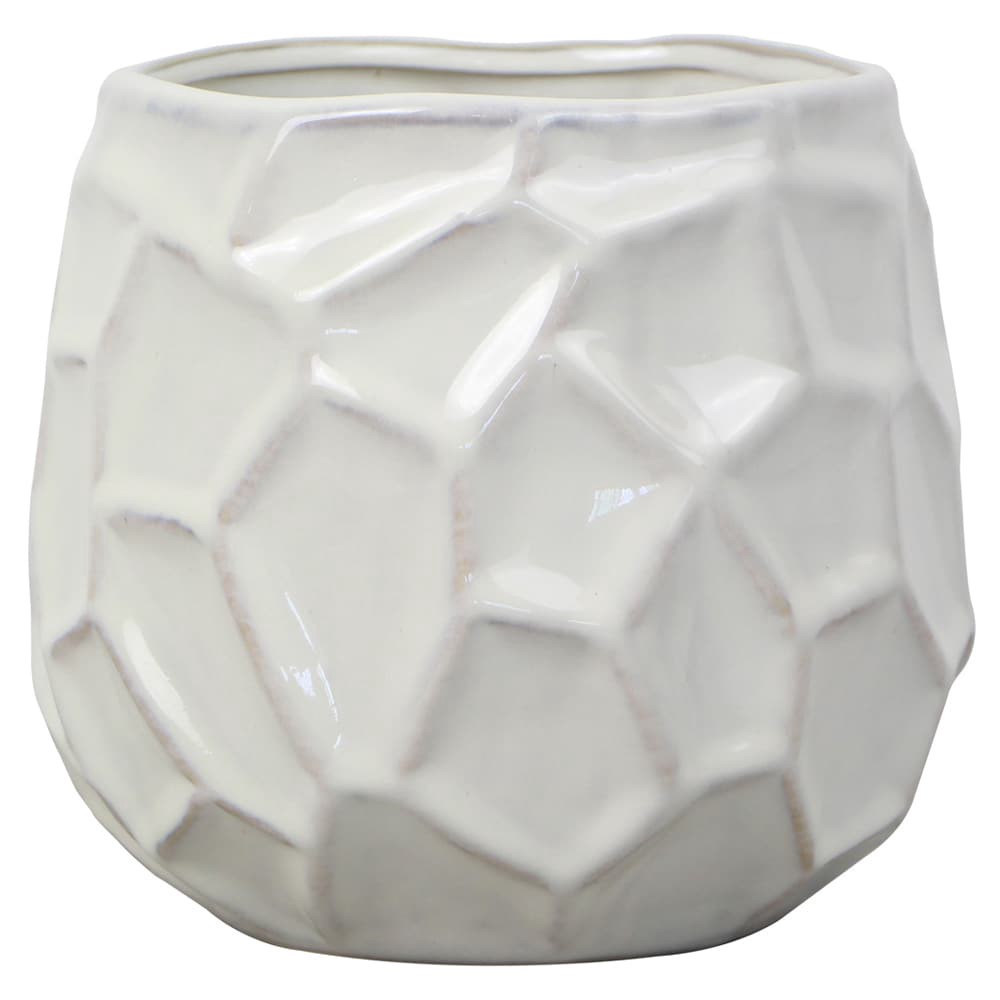 slide 1 of 6, allen + roth Round 7.01-in W x 6.99-in L White Ceramic Indoor Planter, 1 ct