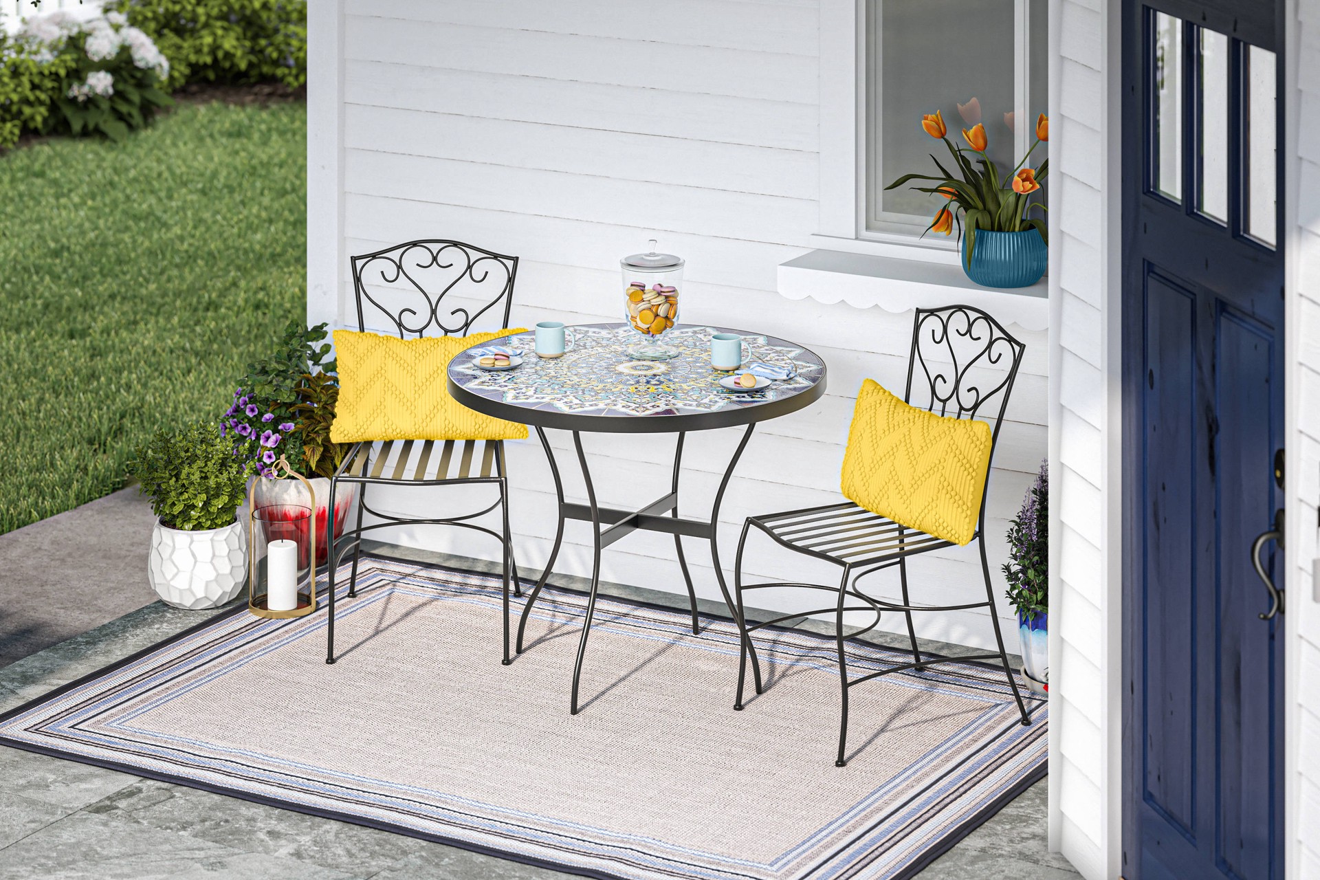 slide 3 of 6, allen + roth Round 7.01-in W x 6.99-in L White Ceramic Indoor Planter, 1 ct