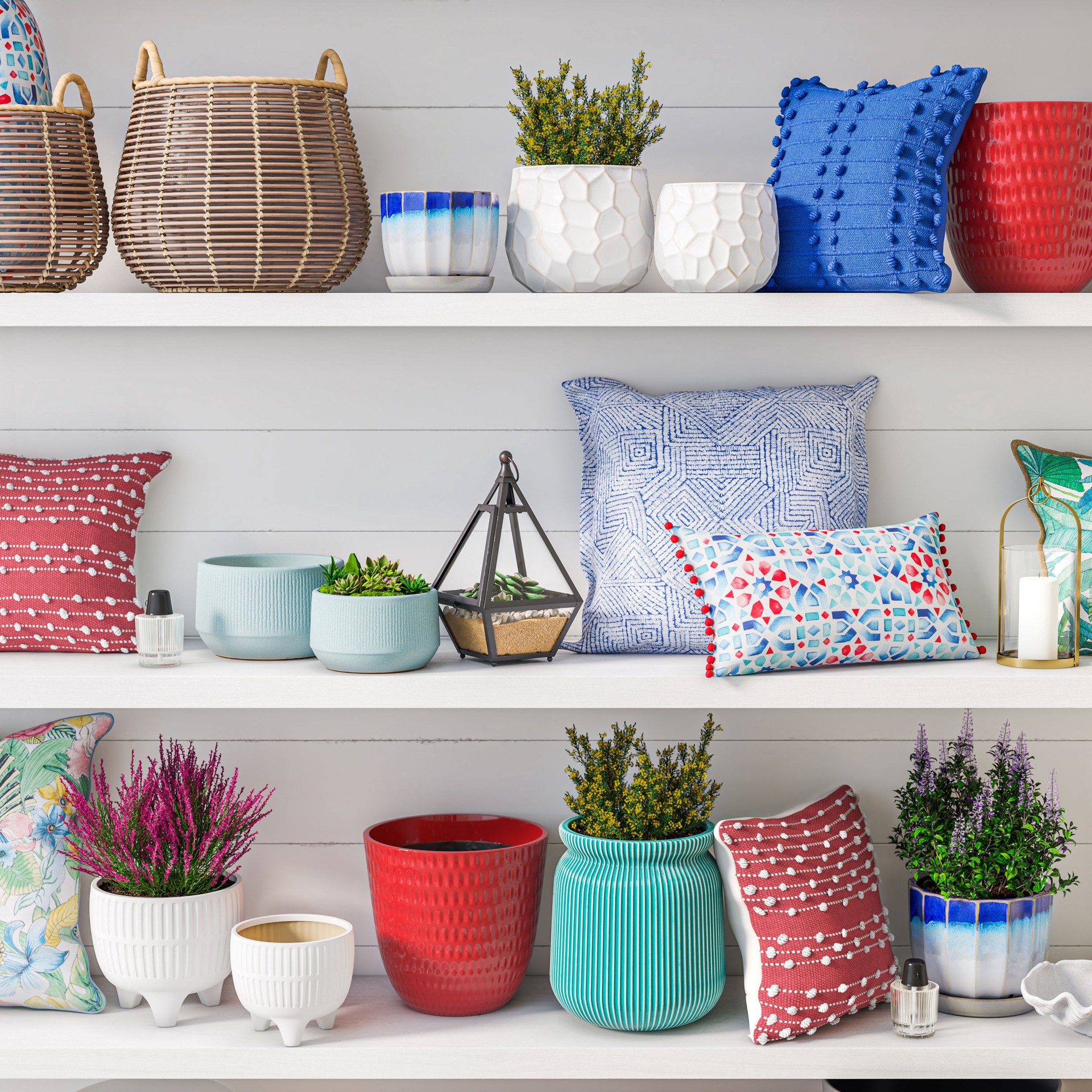 slide 4 of 6, allen + roth Round 7.01-in W x 6.99-in L White Ceramic Indoor Planter, 1 ct