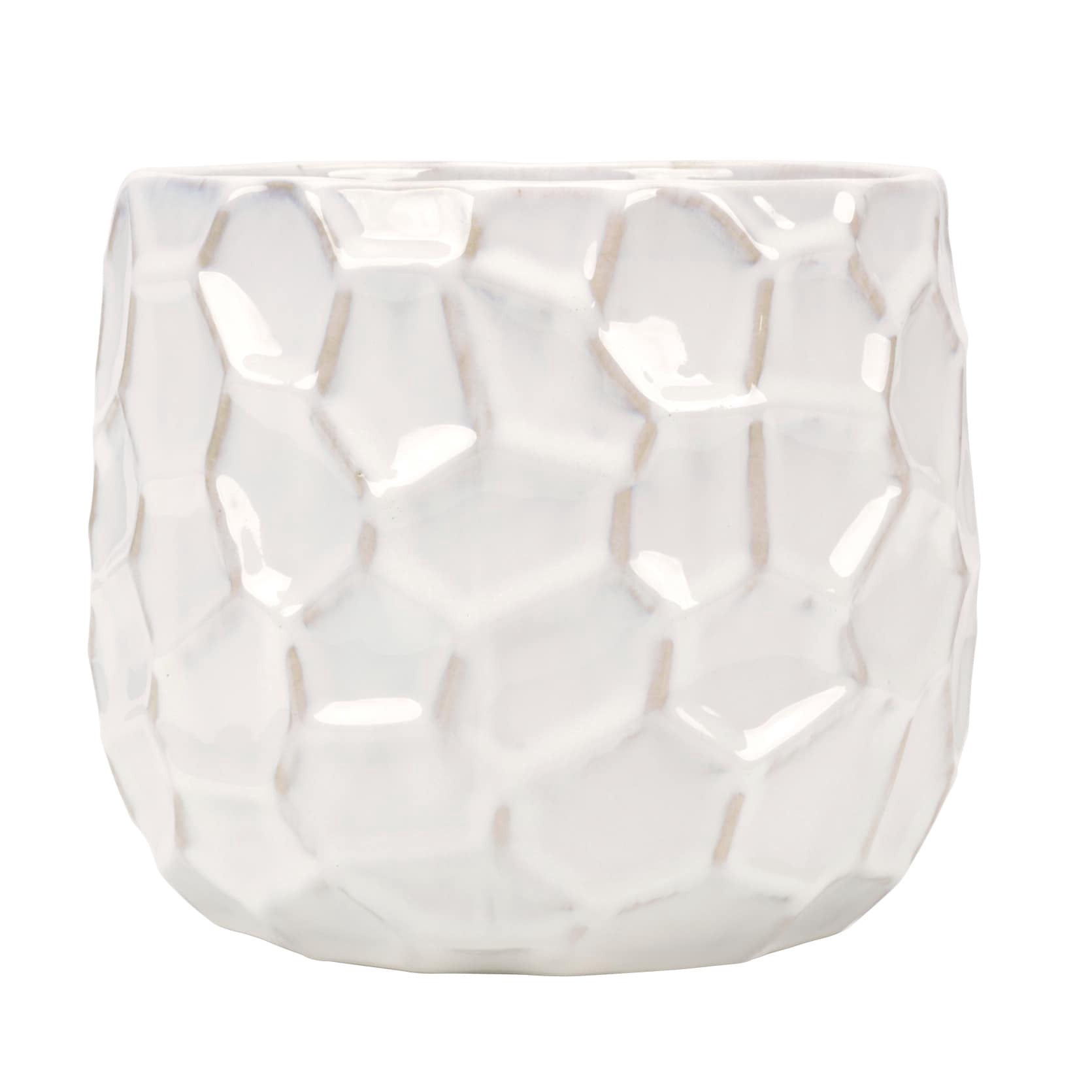 slide 5 of 6, allen + roth Round 9.96-in W x 9.96-in L White Ceramic Indoor Planter, 1 ct