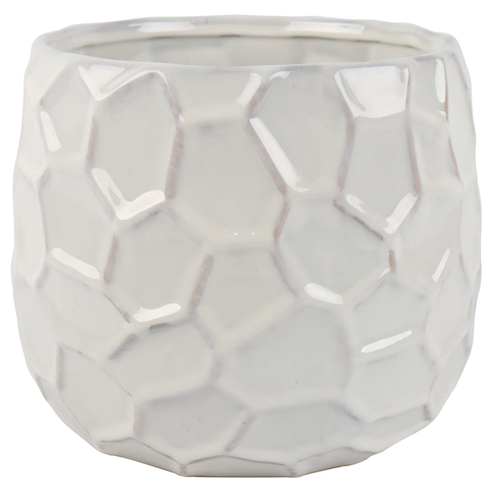 slide 1 of 6, allen + roth Round 9.96-in W x 9.96-in L White Ceramic Indoor Planter, 1 ct