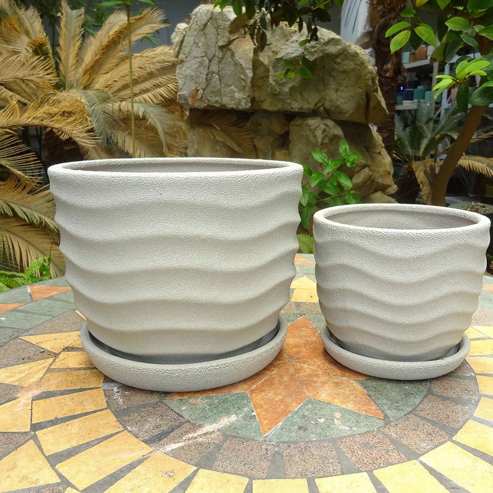 slide 5 of 6, Origin 21 Round 5.1-in W x 5.1-in L Gray Ceramic Indoor/Outdoor Planter, 1 ct