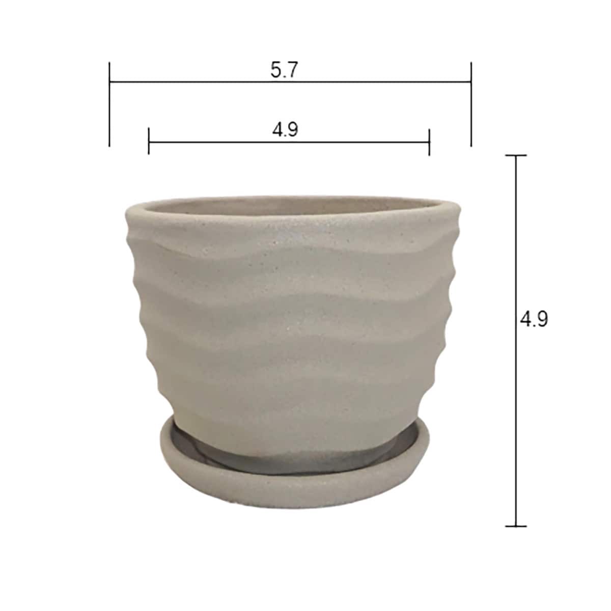 slide 6 of 6, Origin 21 Round 5.1-in W x 5.1-in L Gray Ceramic Indoor/Outdoor Planter, 1 ct