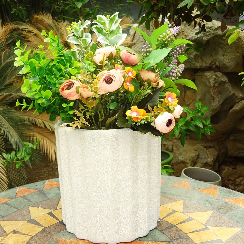 slide 6 of 6, Origin 21 Round 8.3-in W x 8.3-in L White Ceramic Indoor/Outdoor Planter, 1 ct