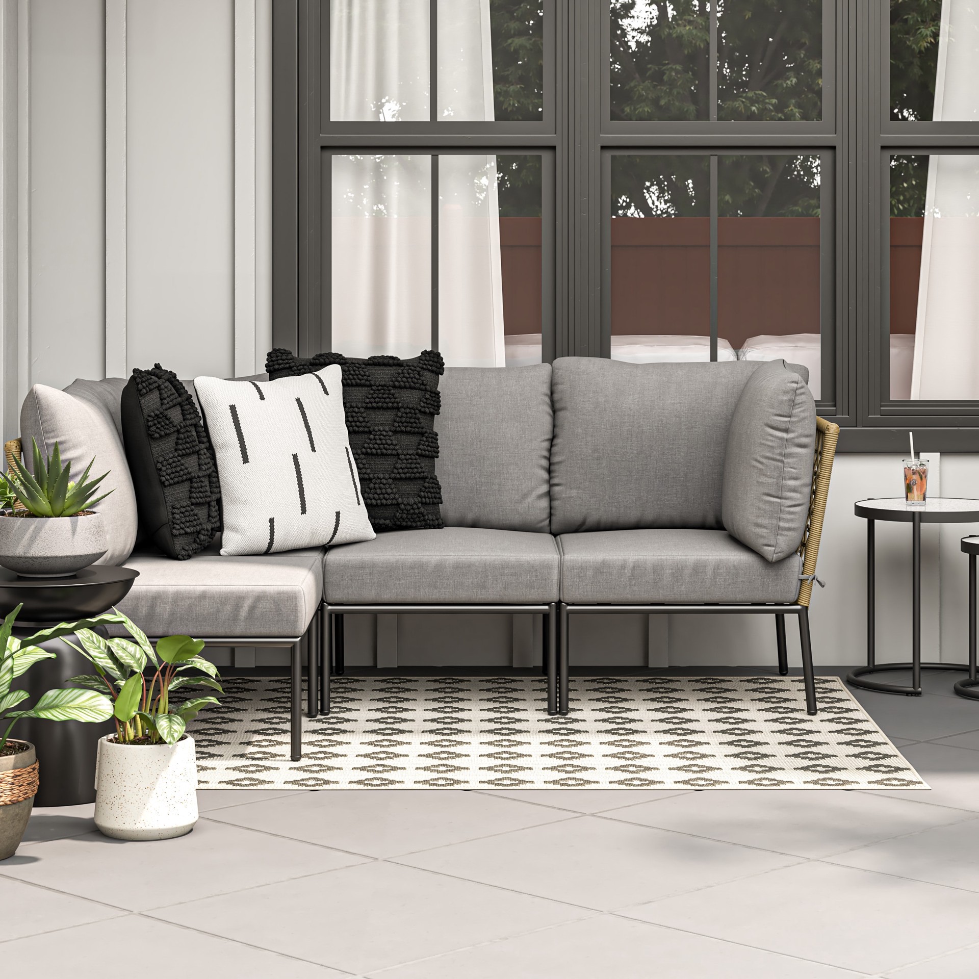 slide 4 of 6, Origin 21 Round 11.0-in W x 11.0-in L Gray Ceramic Indoor/Outdoor Low bowl planter, 1 ct