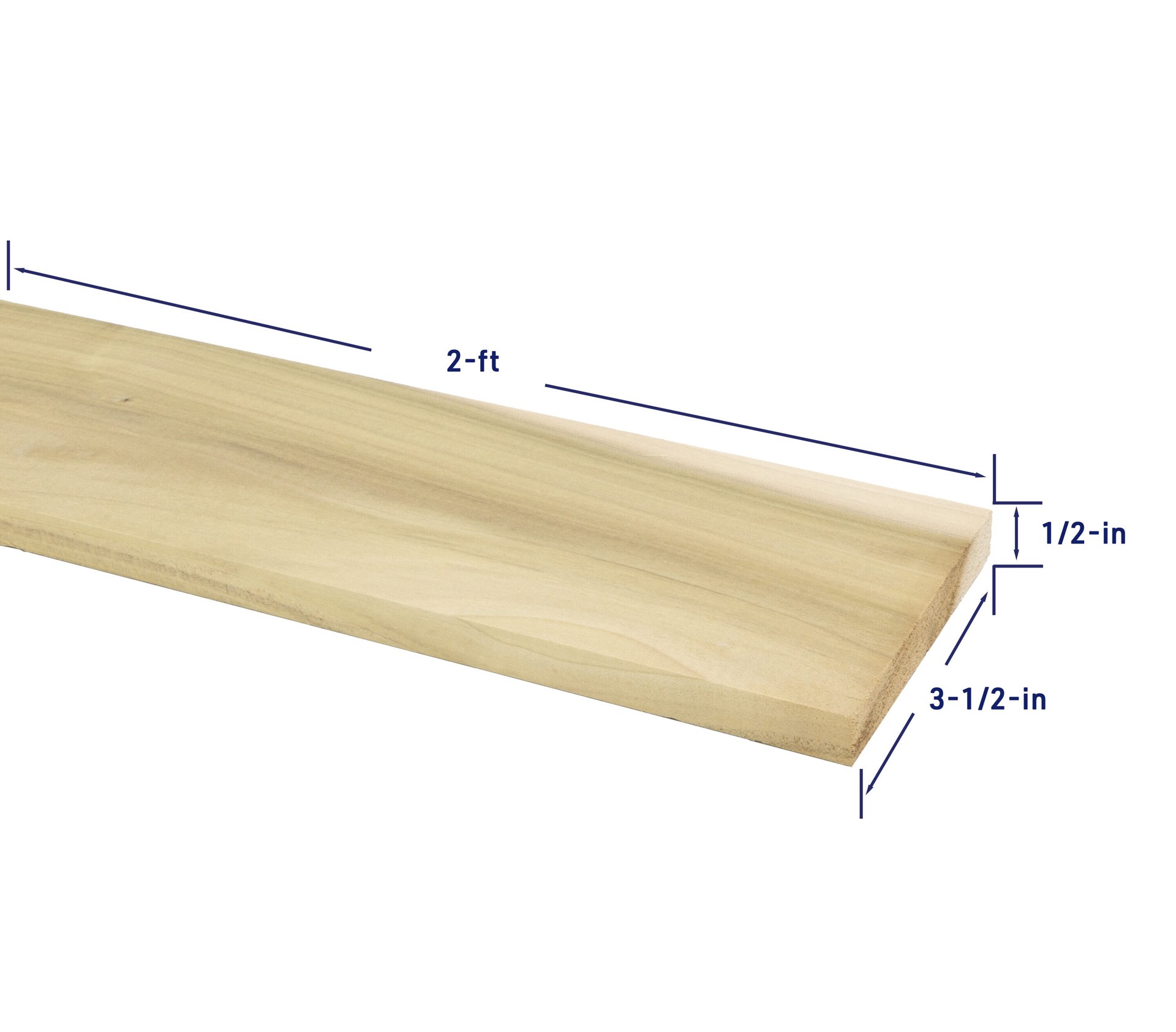 slide 4 of 6, RELIABILT 1/2-in x 4-in x 2-ft Unfinished FAS Better S4S Poplar Common Hardwood Board, 1 ct