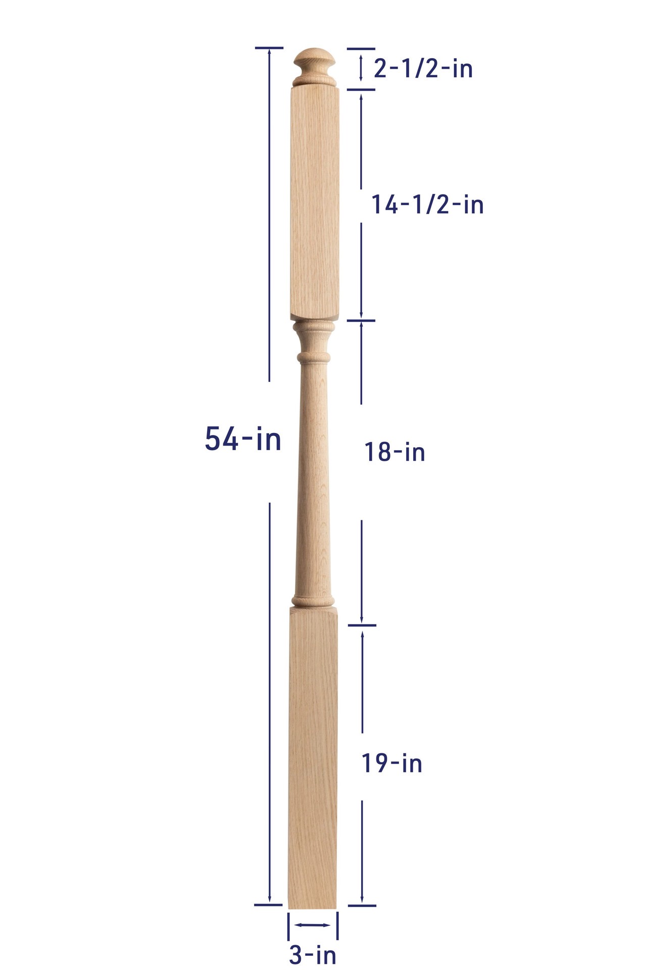 slide 4 of 6, Crown Heritage Colonial 54-in x 3-in Unfinished Red oak Colonial Intermediate Stair Newel Post, 1 ct