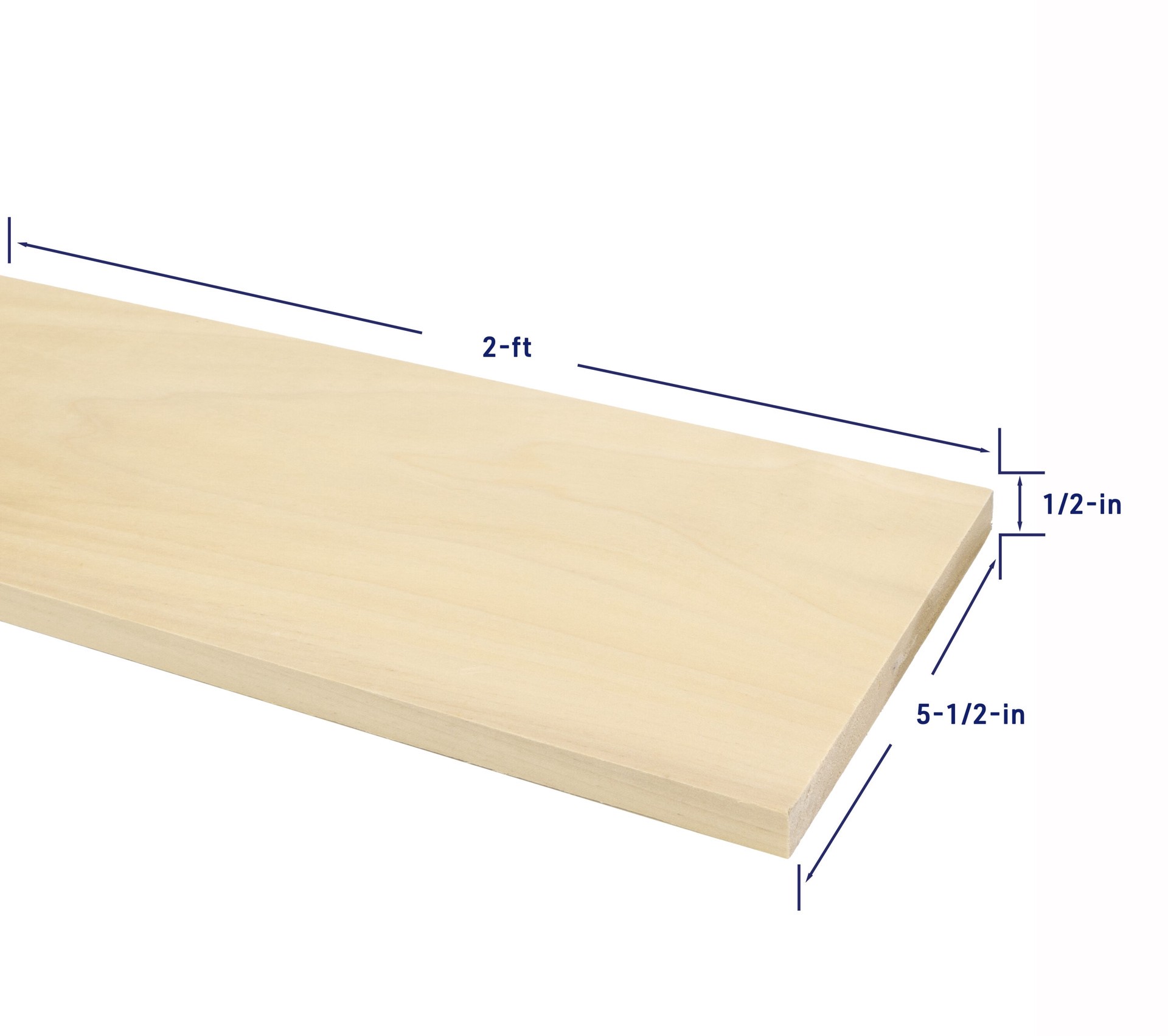 slide 4 of 6, RELIABILT 1/2-in x 6-in x 2-ft Unfinished FAS Better S4S Poplar Common Hardwood Board, 1 ct